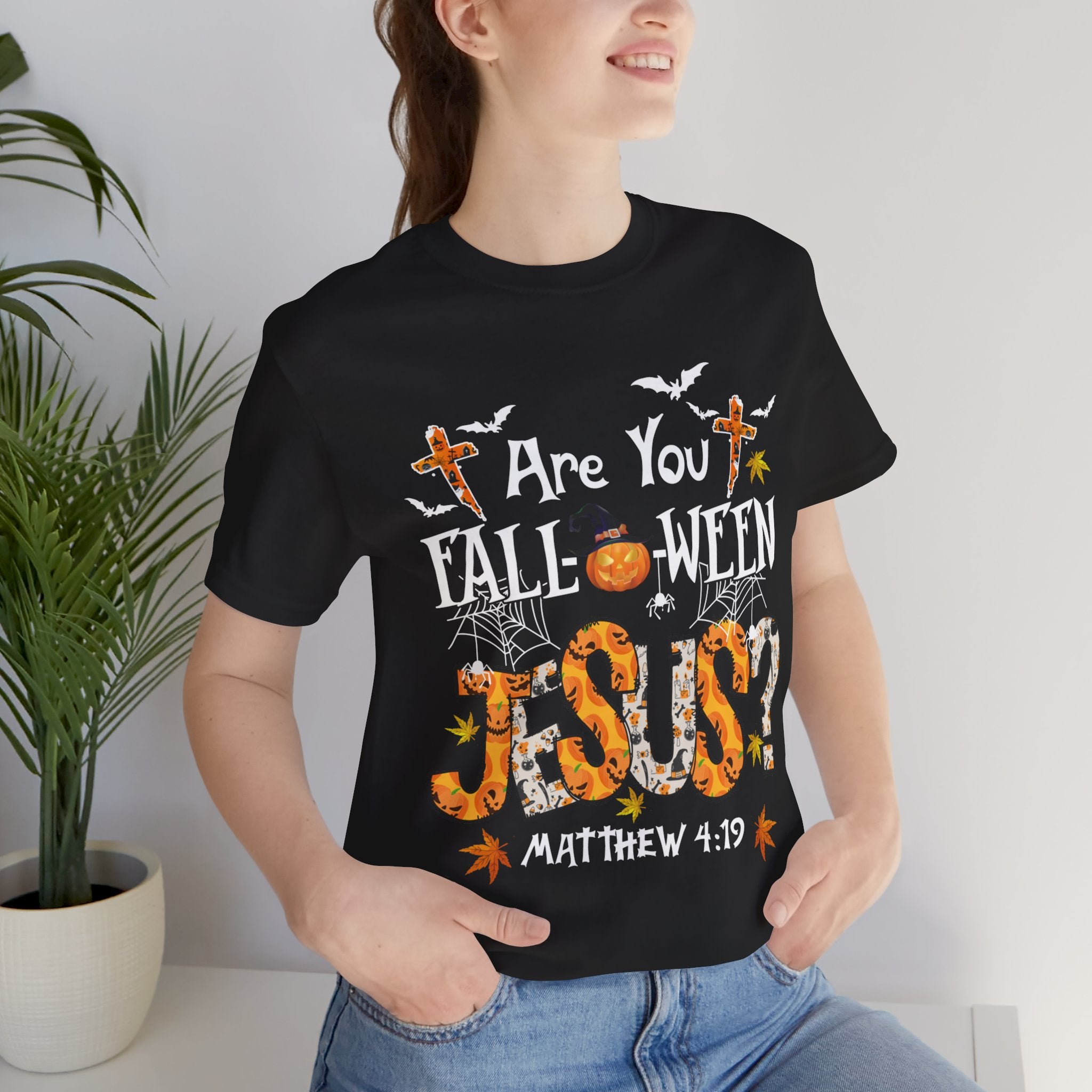 Jesus? Unisex Short Sleeve Tee | Fall Inspired T-Shirt, Autumn Apparel, Halloween Gift, Cozy Casual Wear, Everyday Style