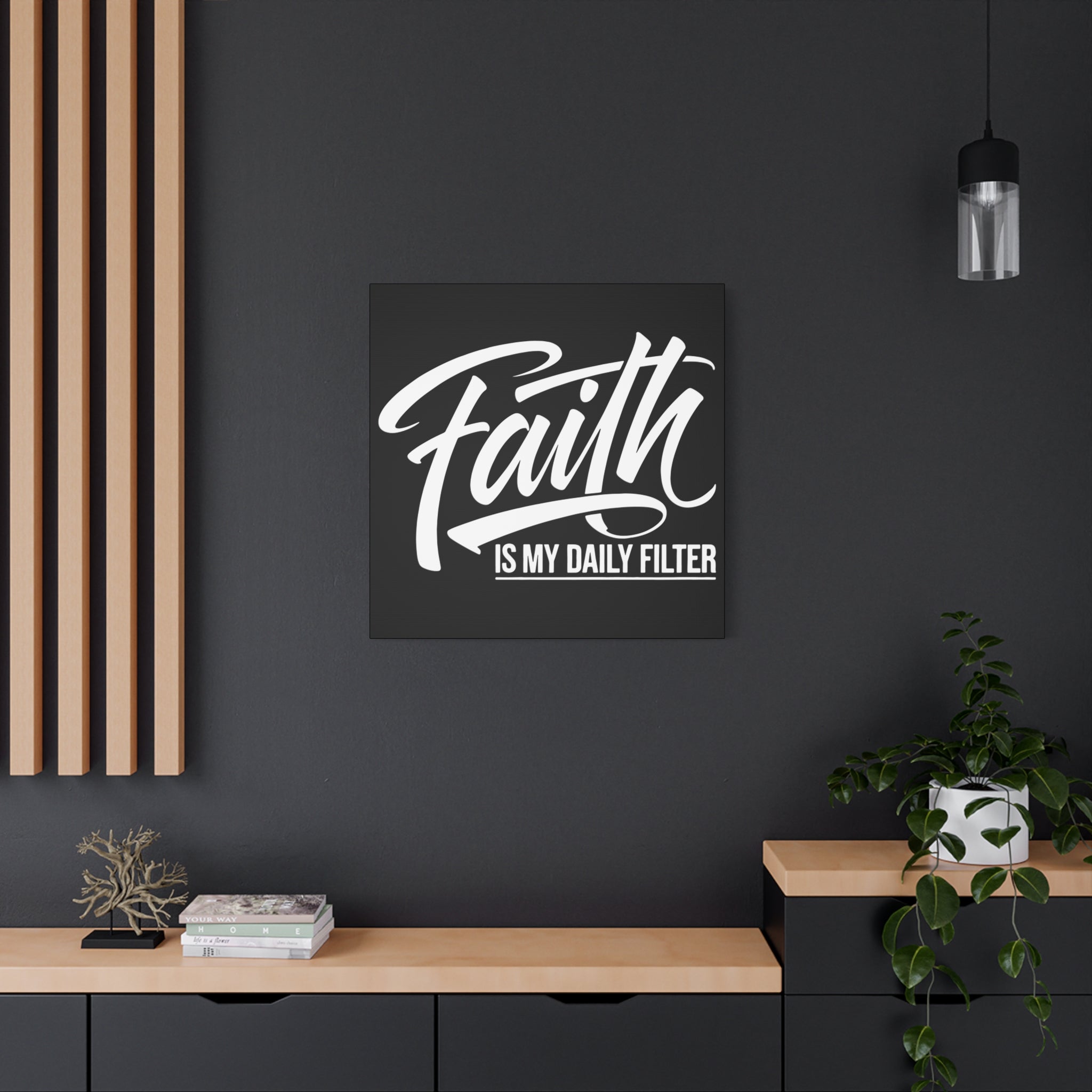 Inspirational Canvas Wall Art, Faith Quote Decor, Motivational Home Decor, Gray Wall Hanging, Gift for Faith Lovers