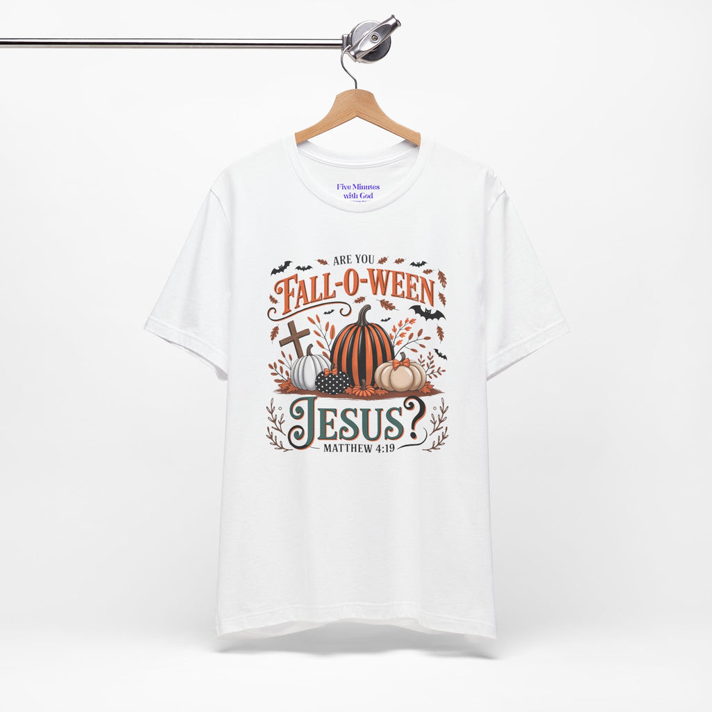 Fall-O-Ween Jesus Tee, Funny Fall T-Shirt, Unisex Pumpkin Shirt, Halloween Christian Top, Autumn Graphic Tee, Religious Casual Wear