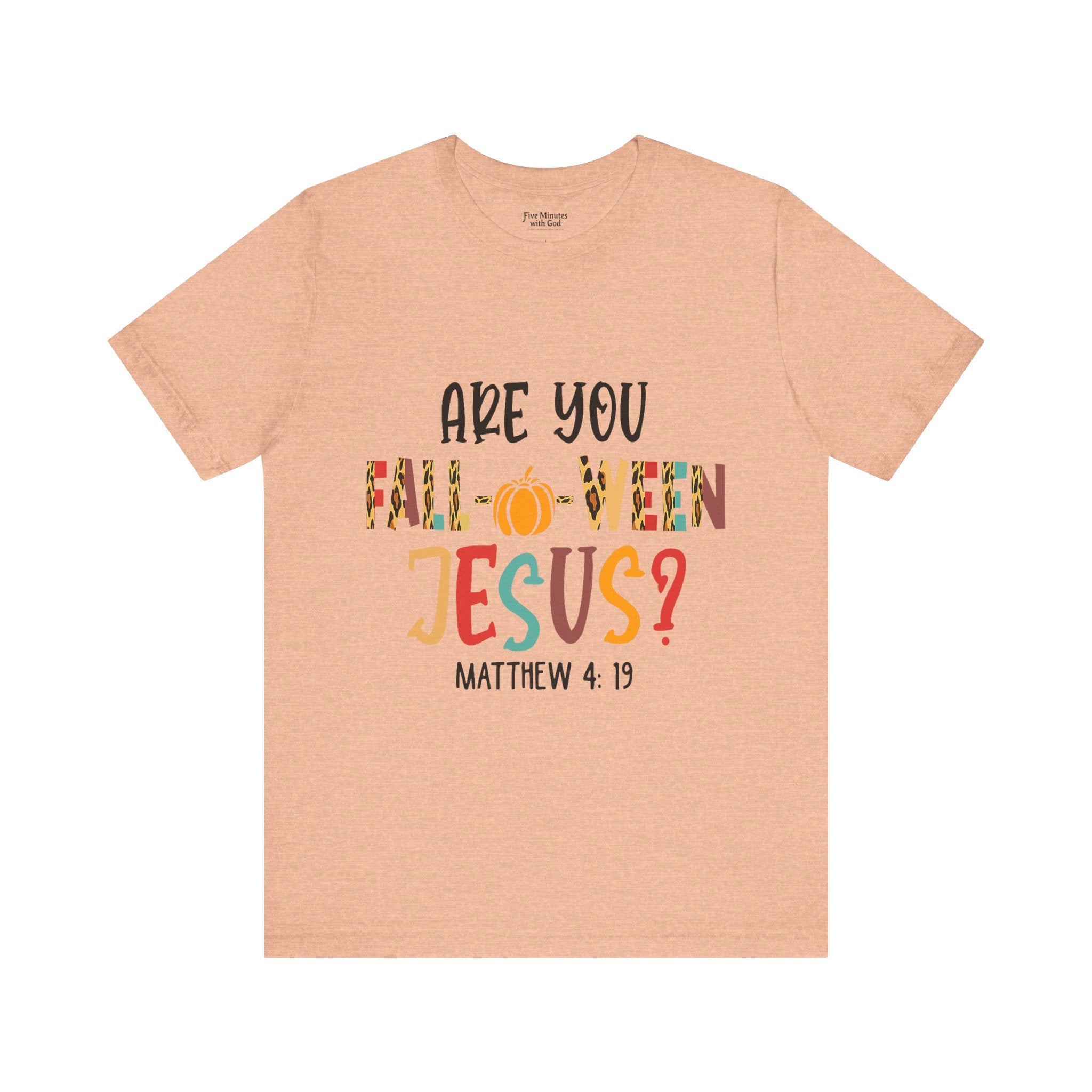 Fall-Themed Jesus Tee | Unisex Jersey Short Sleeve T-Shirt, Halloween Church Wear, Faith-Based Gift, Cozy Casual Top