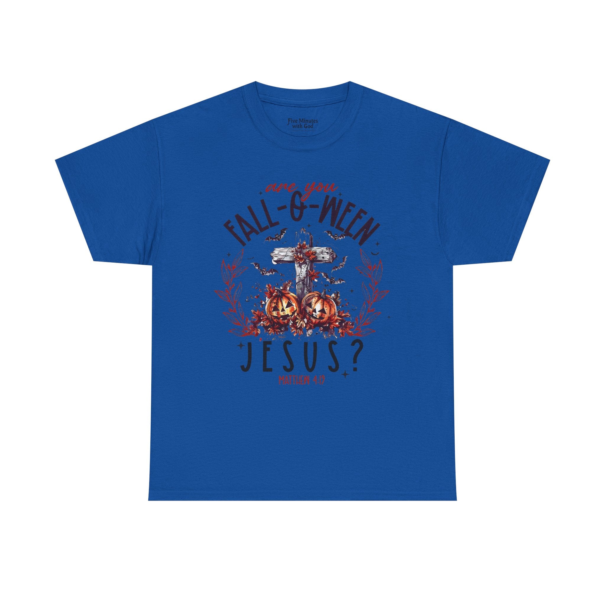 Fall-O-Ween Jesus Unisex Heavy Cotton Tee, Halloween Shirt, Christian T-Shirt, Autumn Apparel, Gift for Him/Her