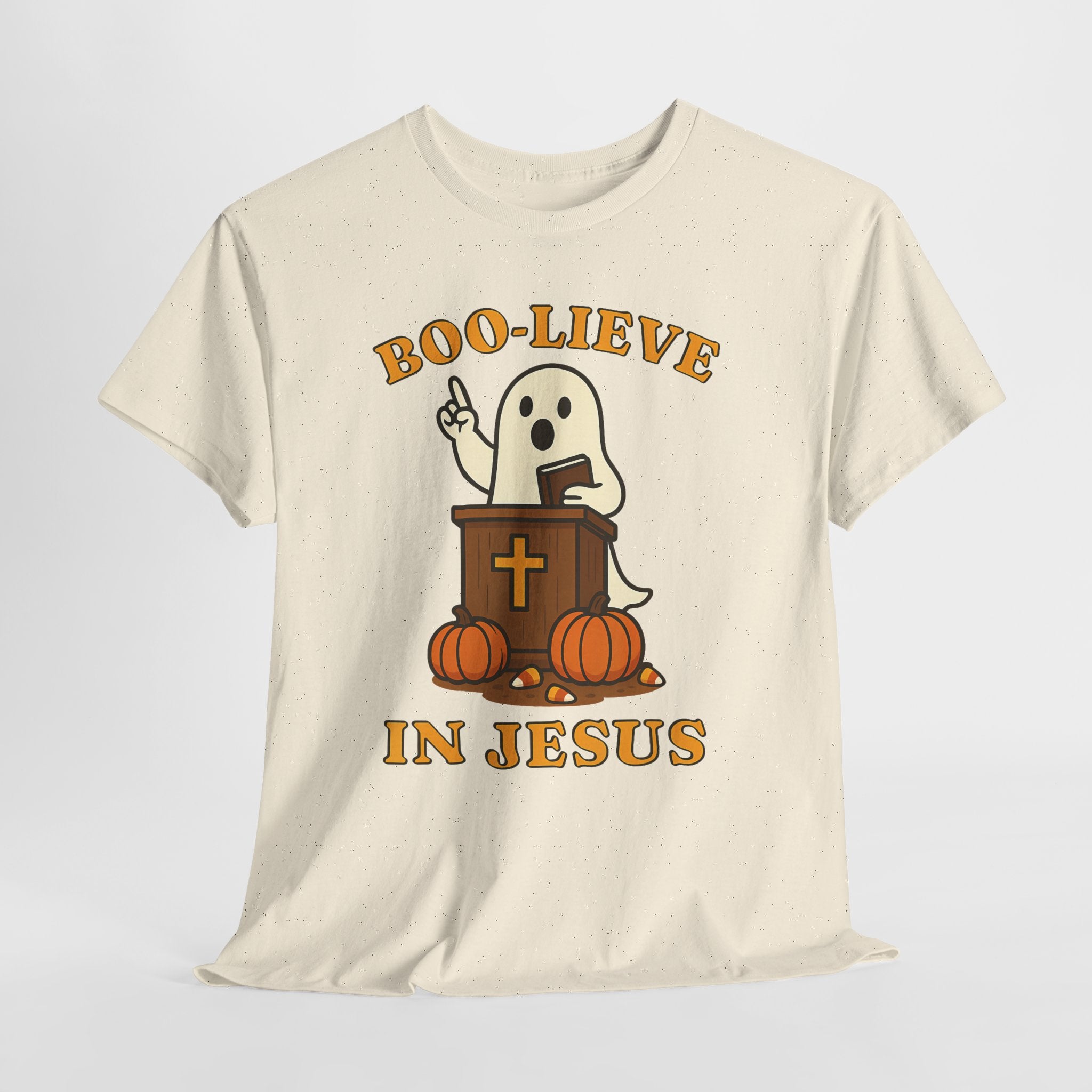 Boo-Lieve in Jesus Tee, Halloween Shirt, Unisex Cotton Tee, Fall Fashion, Religious T-Shirt, Spooky Season Apparel