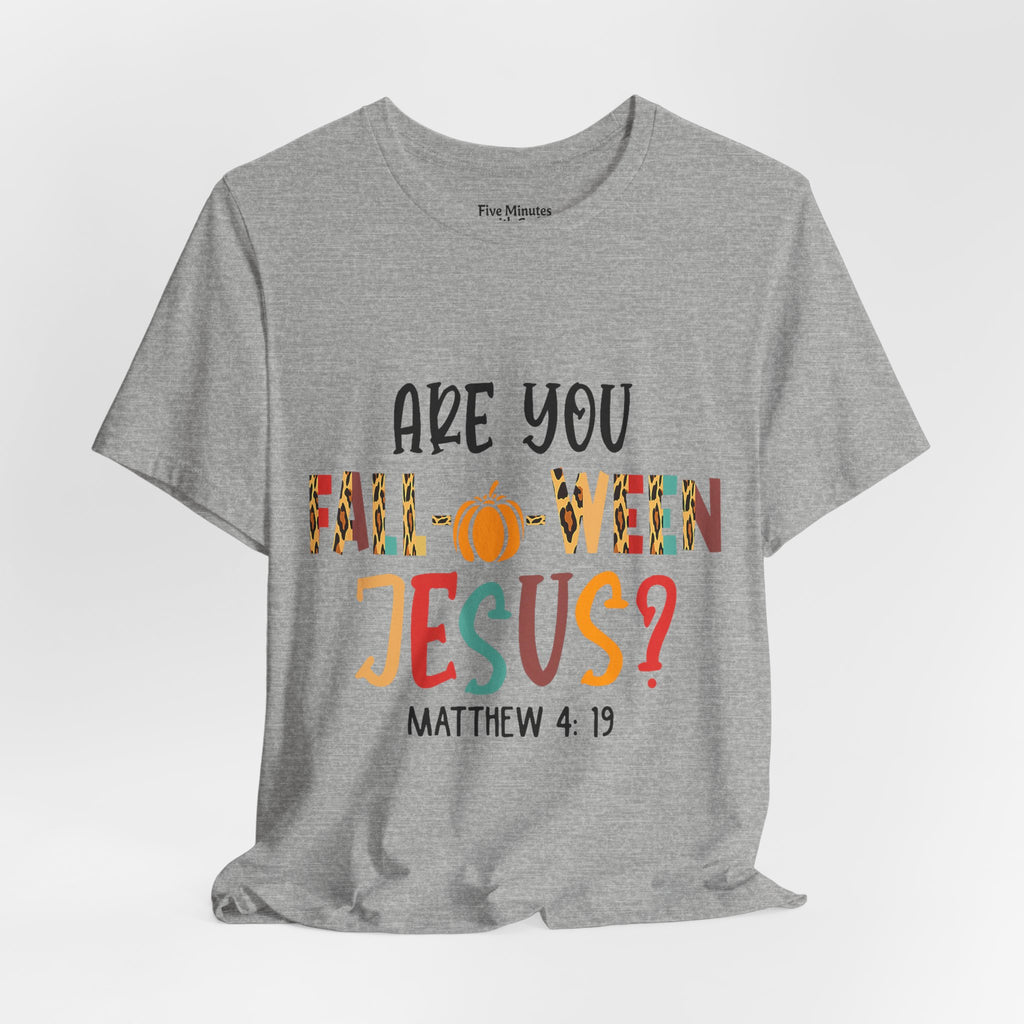 Fall-Themed Jesus Tee | Unisex Jersey Short Sleeve T-Shirt, Halloween Church Wear, Faith-Based Gift, Cozy Casual Top
