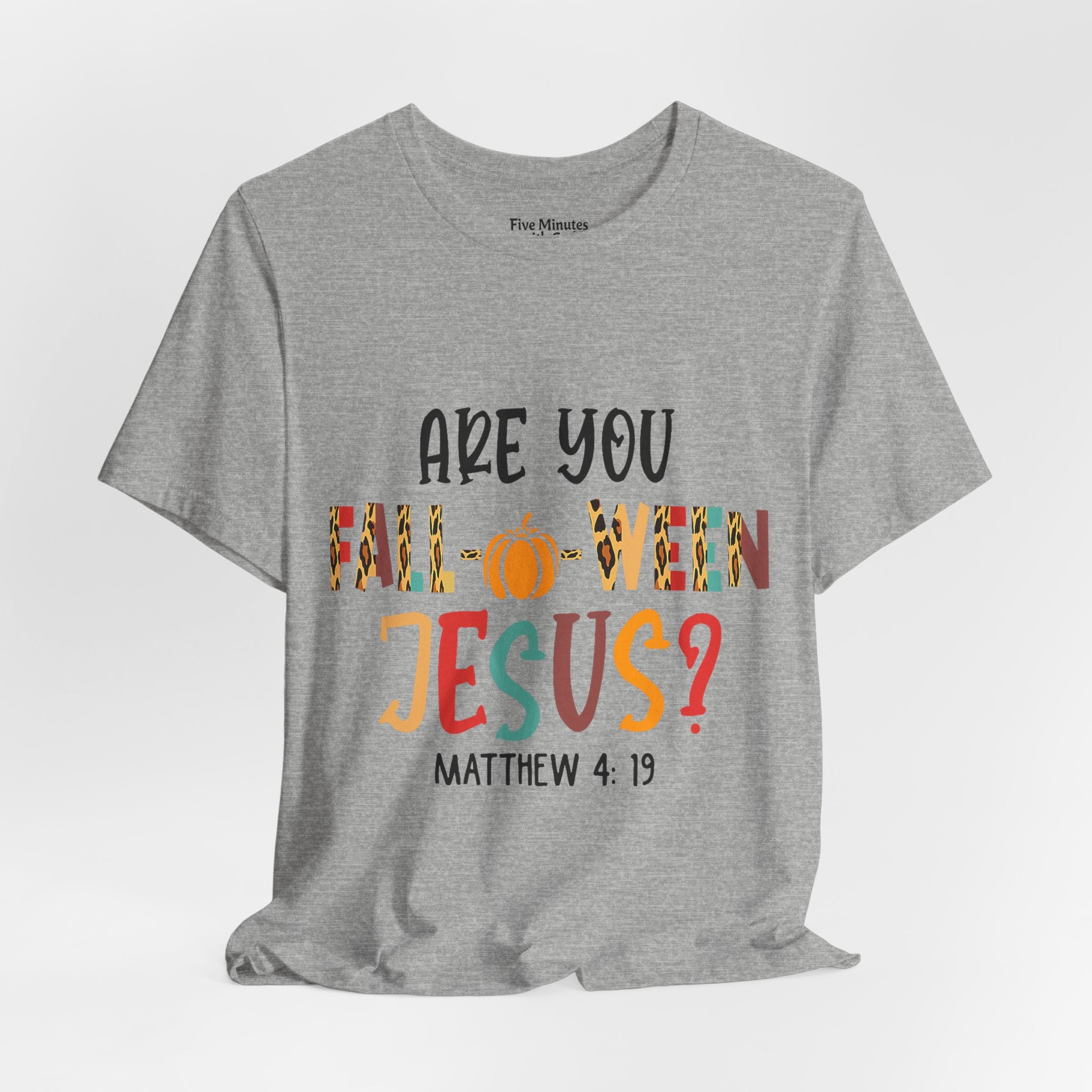Fall-Themed Jesus Tee | Unisex Jersey Short Sleeve T-Shirt, Halloween Church Wear, Faith-Based Gift, Cozy Casual Top