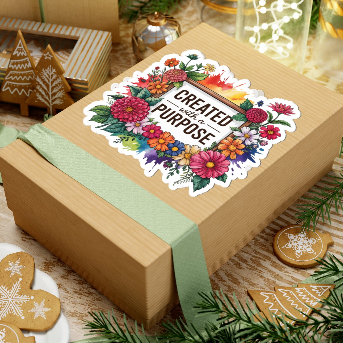 Floral Inspirational Stickers, Created with a Purpose Art, Laptop Decor, Journal Accessories, Gift for Flower Lovers