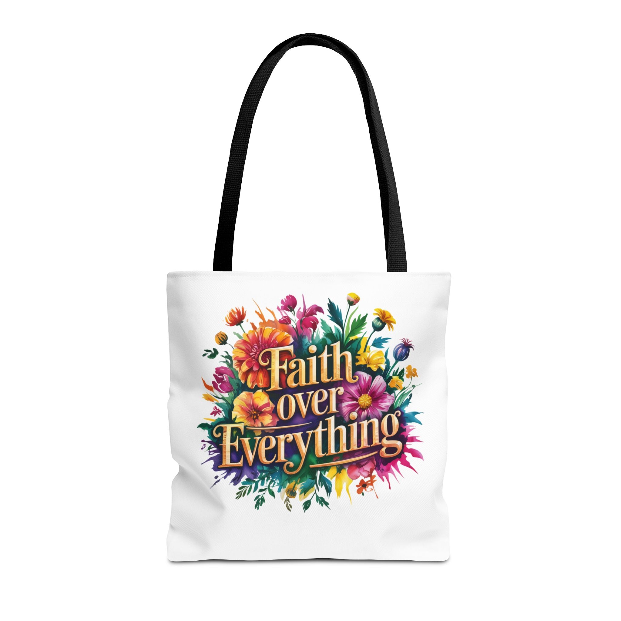 Faith Over Everything Tote Bag - Personalized Floral Design, Gift for Her, Everyday Use, Eco-Friendly Shopping, Inspirational Quote