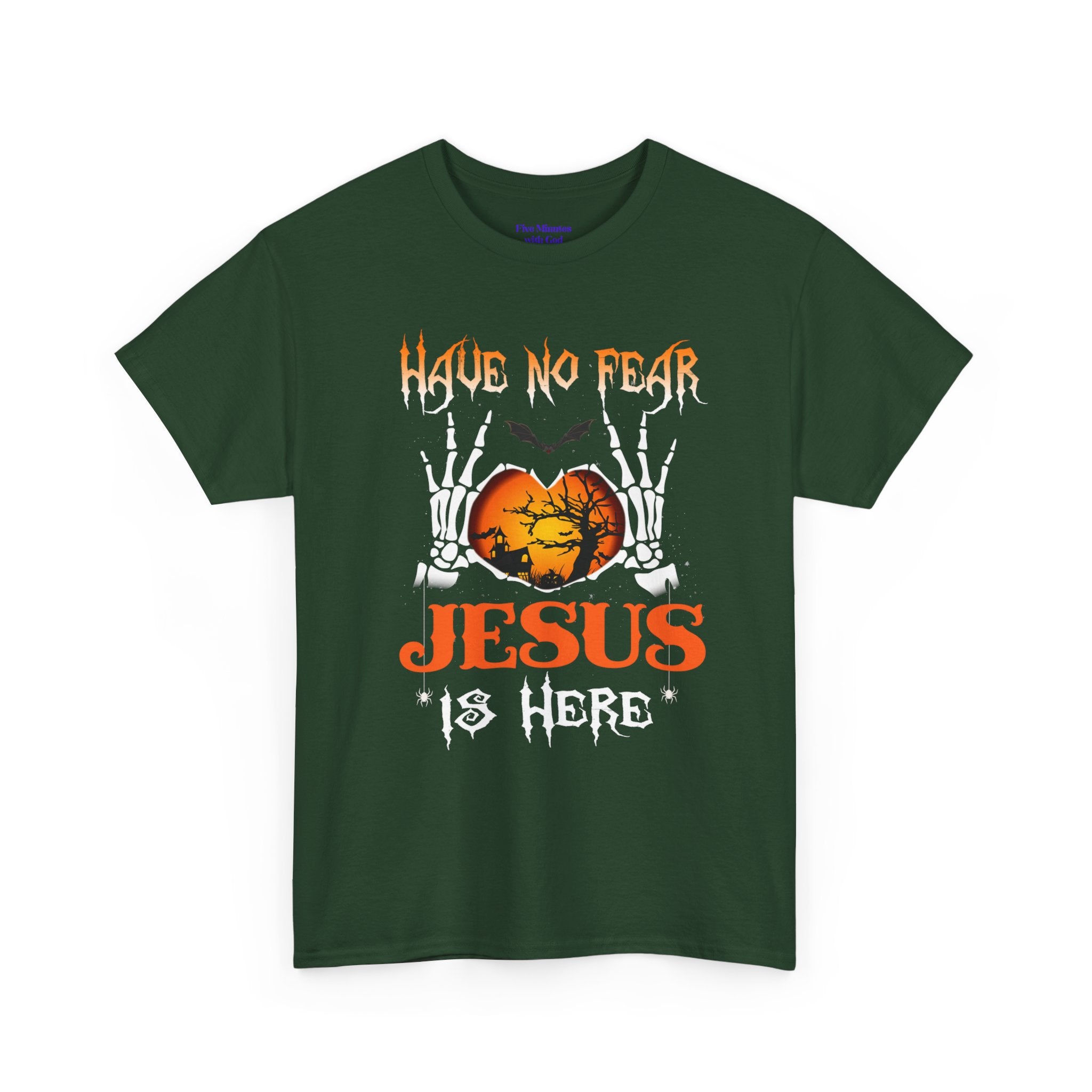 Halloween Faith Tee, Unisex T-Shirt with Skeletons, Jesus is Here, Spooky Season Apparel, Christian Shirt, Autumn Outfit