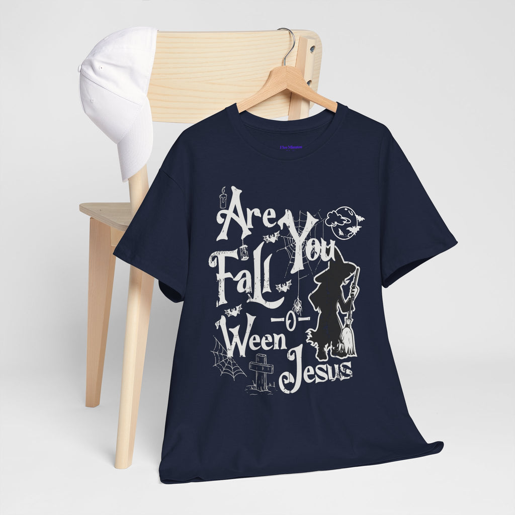 Fall-Themed Unisex Heavy Cotton Tee - Halloween, Jesus Celebration, Autumn Vibes, Casual Wear, Gift Idea