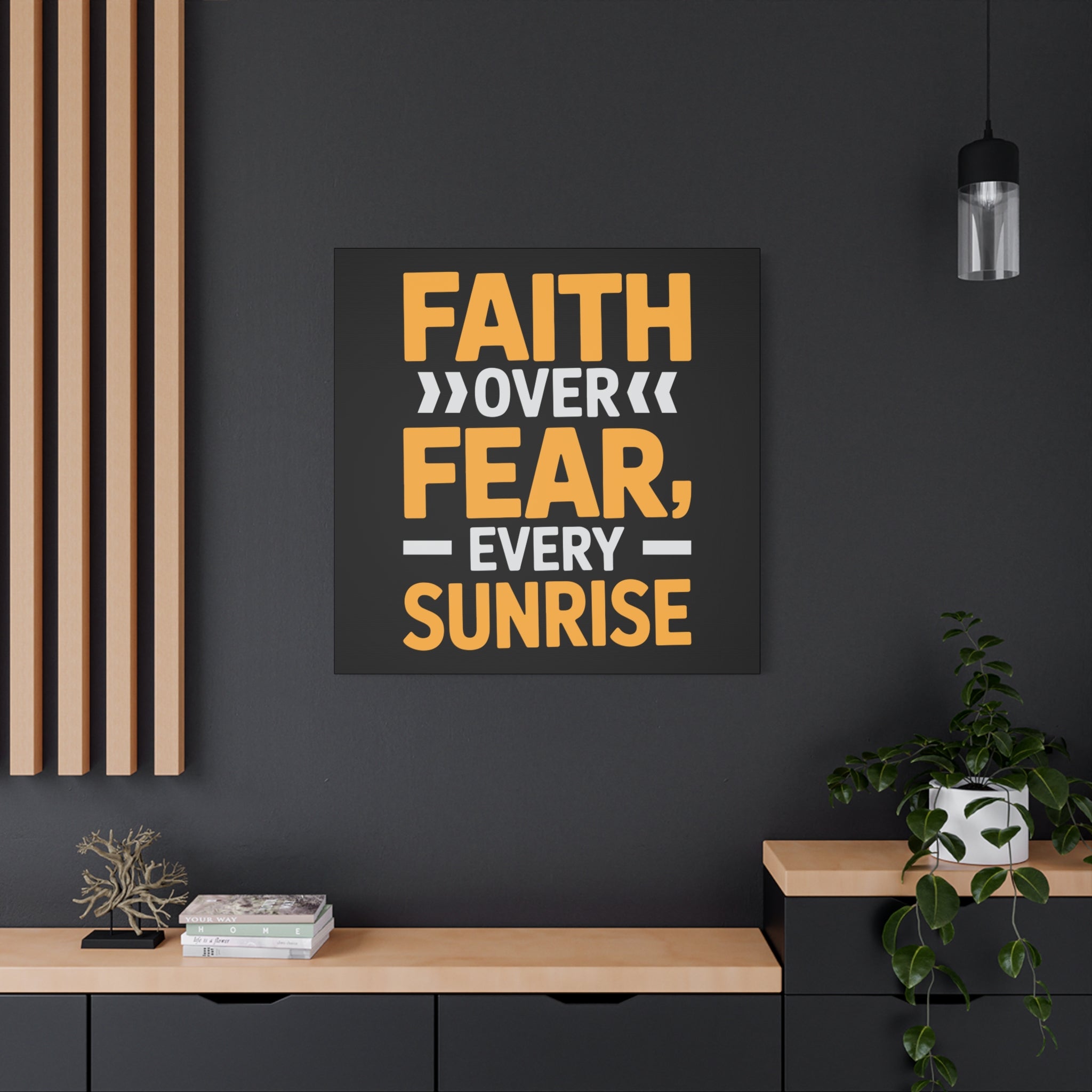 Inspirational Wall Art, Motivation Decor, Faith over Fear Canvas, Uplifting Home Decoration, Perfect Gift for New Beginnings