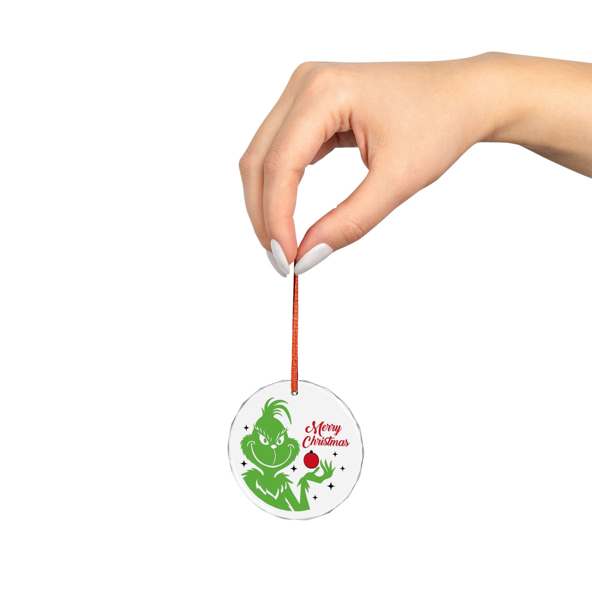 Christmas Crystal Glass Ornament, Holiday Decor, Personalized Gift, Tree Decoration, Festive Keepsake