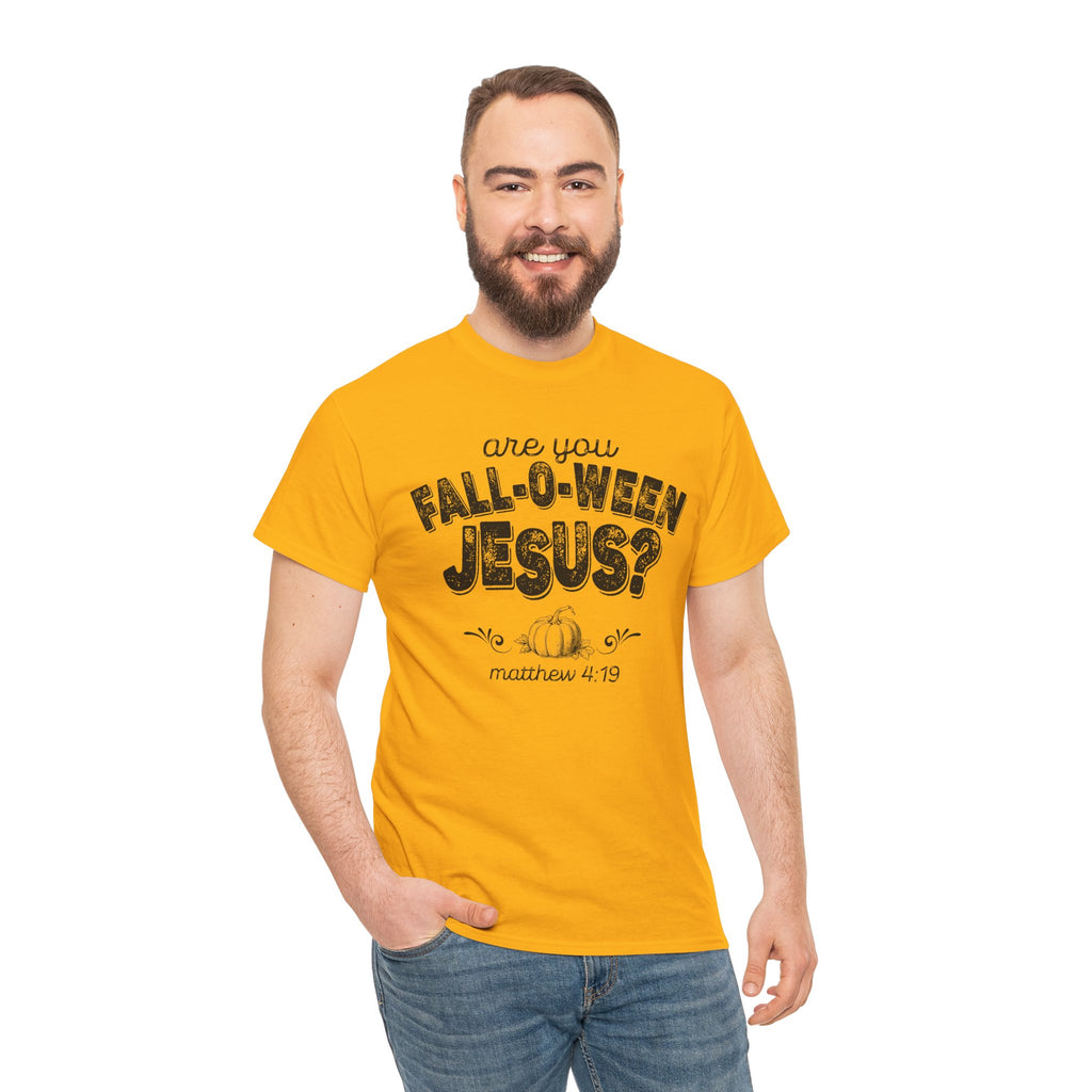 Fall-Themed Tee, Are You Fall-O-Ween Jesus, Unisex Cotton Shirt, Funny Fall Apparel, Halloween T-Shirt, Thanksgiving Gift Ideas