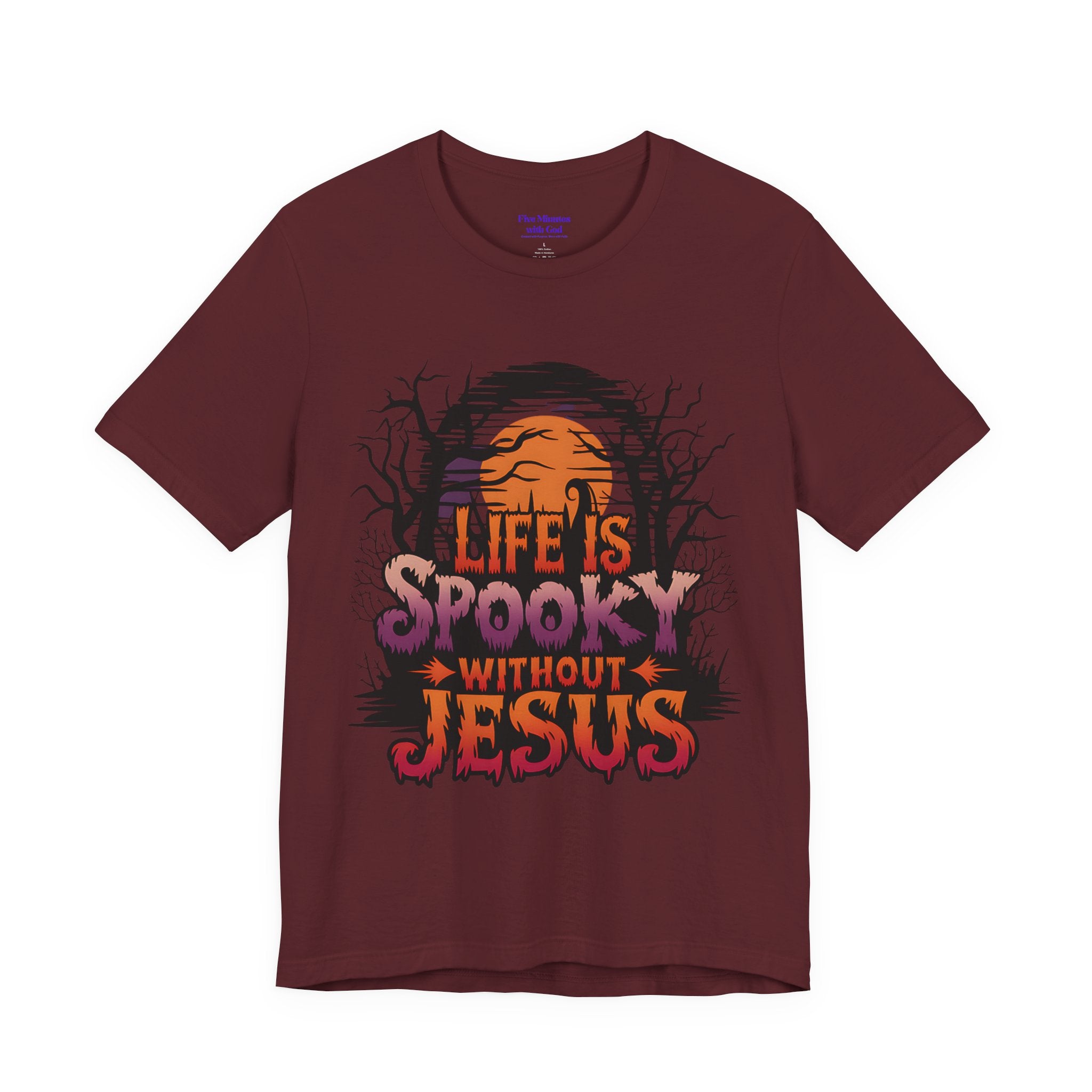 Spooky Jesus Tee - Short Sleeve Unisex Jersey Shirt, Halloween Apparel, Faith-Based Gift, Casual Wear, Everyday Comfort