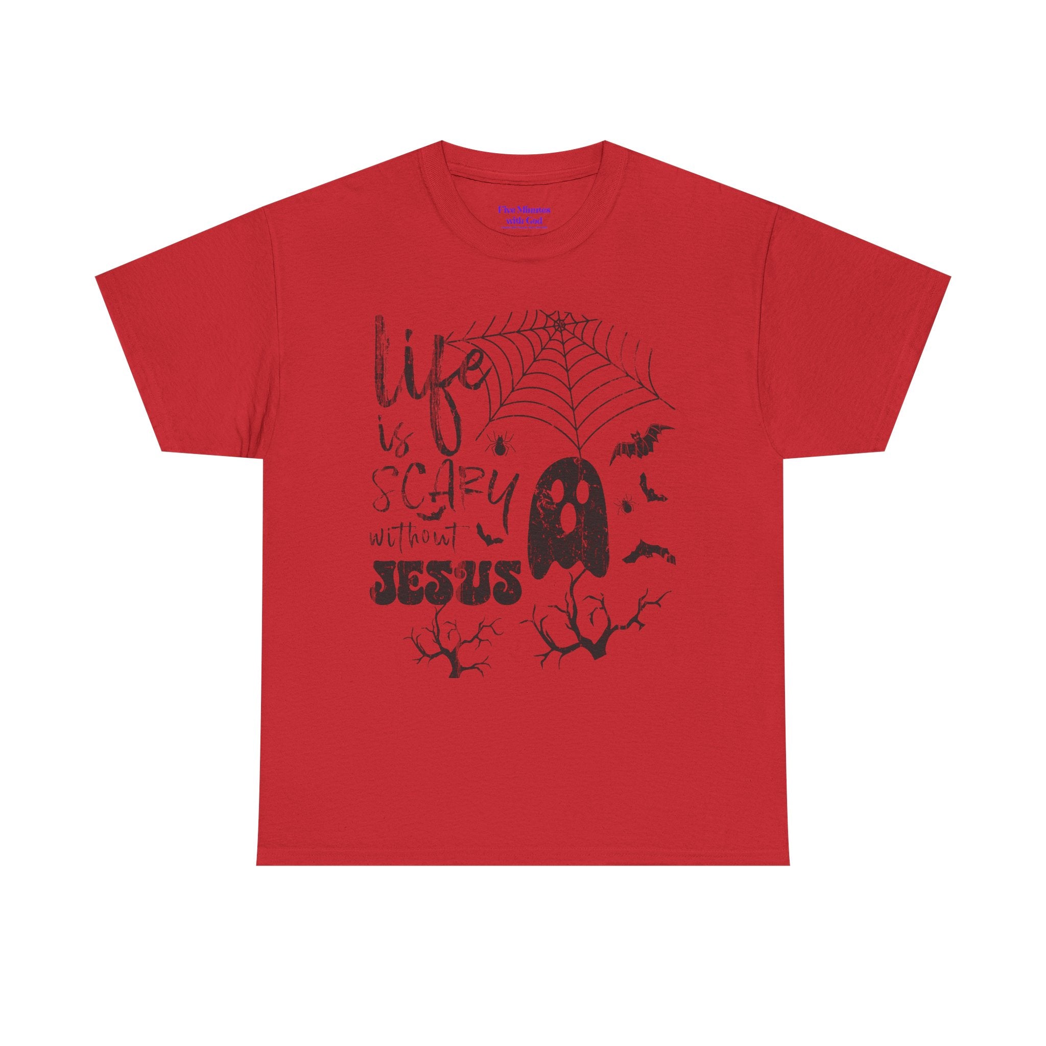 Halloween Ghost Tee: Life is Scary Without Jesus, Unisex Heavy Cotton T-Shirt, Halloween Shirt, Faith-Based Apparel, Cute Ghost Tee, [...]