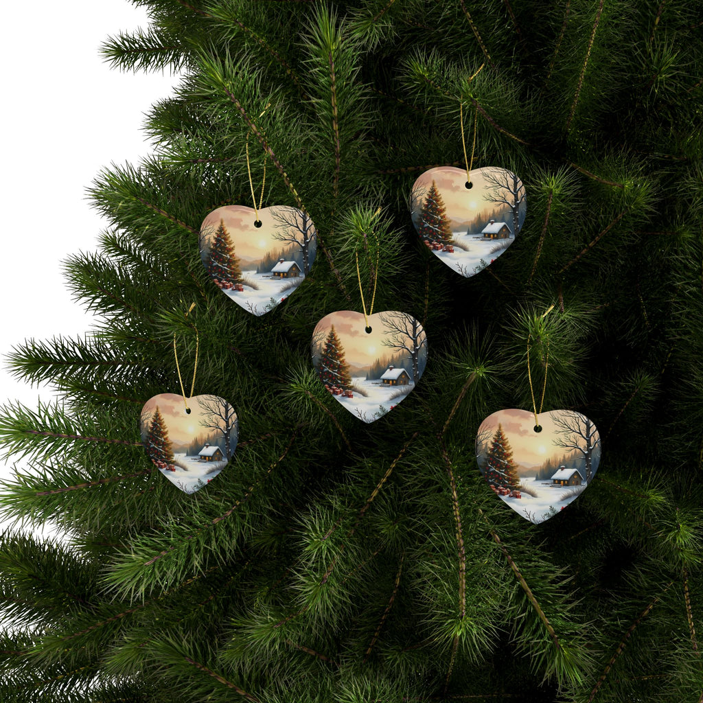 Heart-Shaped Ceramic Ornaments, Cozy Winter Decorations, Holiday Celebrations, Christmas Tree Decor, Personalized Gift
