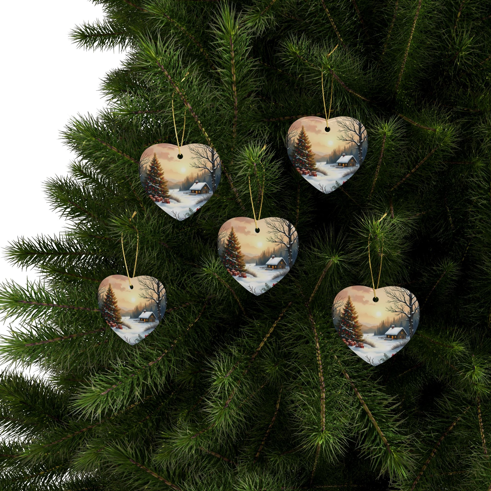 Heart-Shaped Ceramic Ornaments, Cozy Winter Decorations, Holiday Celebrations, Christmas Tree Decor, Personalized Gift