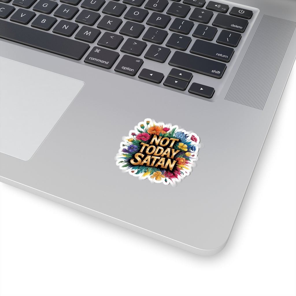 Vibrant Kiss-Cut Stickers, Not Today Satan Floral Design, Laptop Decor, Motivational Gifts, Planner Accessories, Artsy Decor