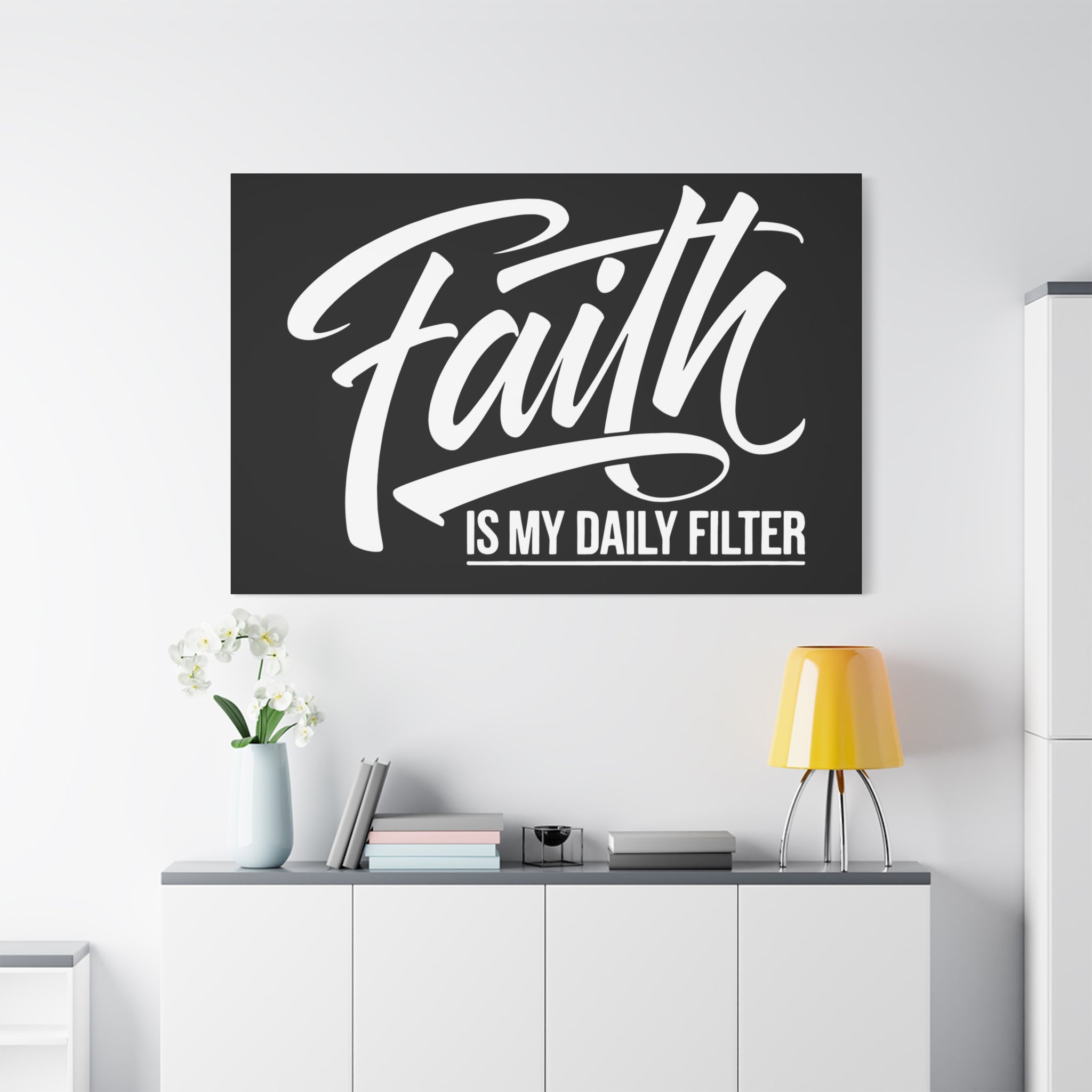 Inspirational Canvas Wall Art, Faith Quote Decor, Motivational Home Decor, Gray Wall Hanging, Gift for Faith Lovers