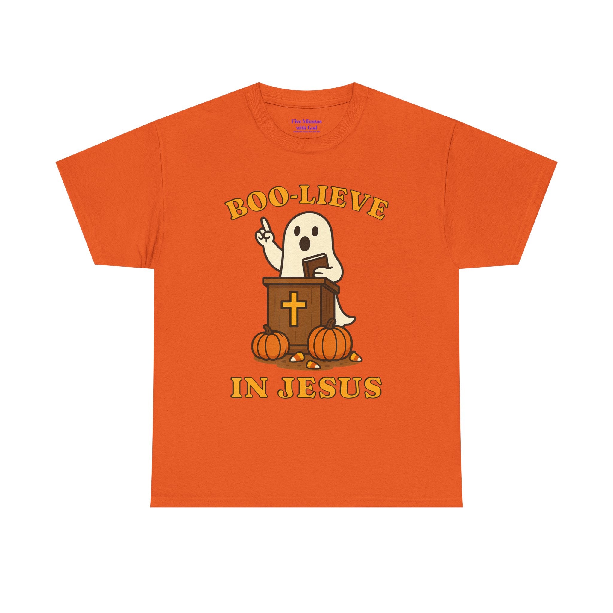 Boo-Lieve in Jesus Tee, Halloween Shirt, Unisex Cotton Tee, Fall Fashion, Religious T-Shirt, Spooky Season Apparel