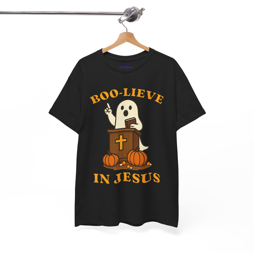 Boo-Lieve in Jesus Tee, Halloween Shirt, Unisex Cotton Tee, Fall Fashion, Religious T-Shirt, Spooky Season Apparel
