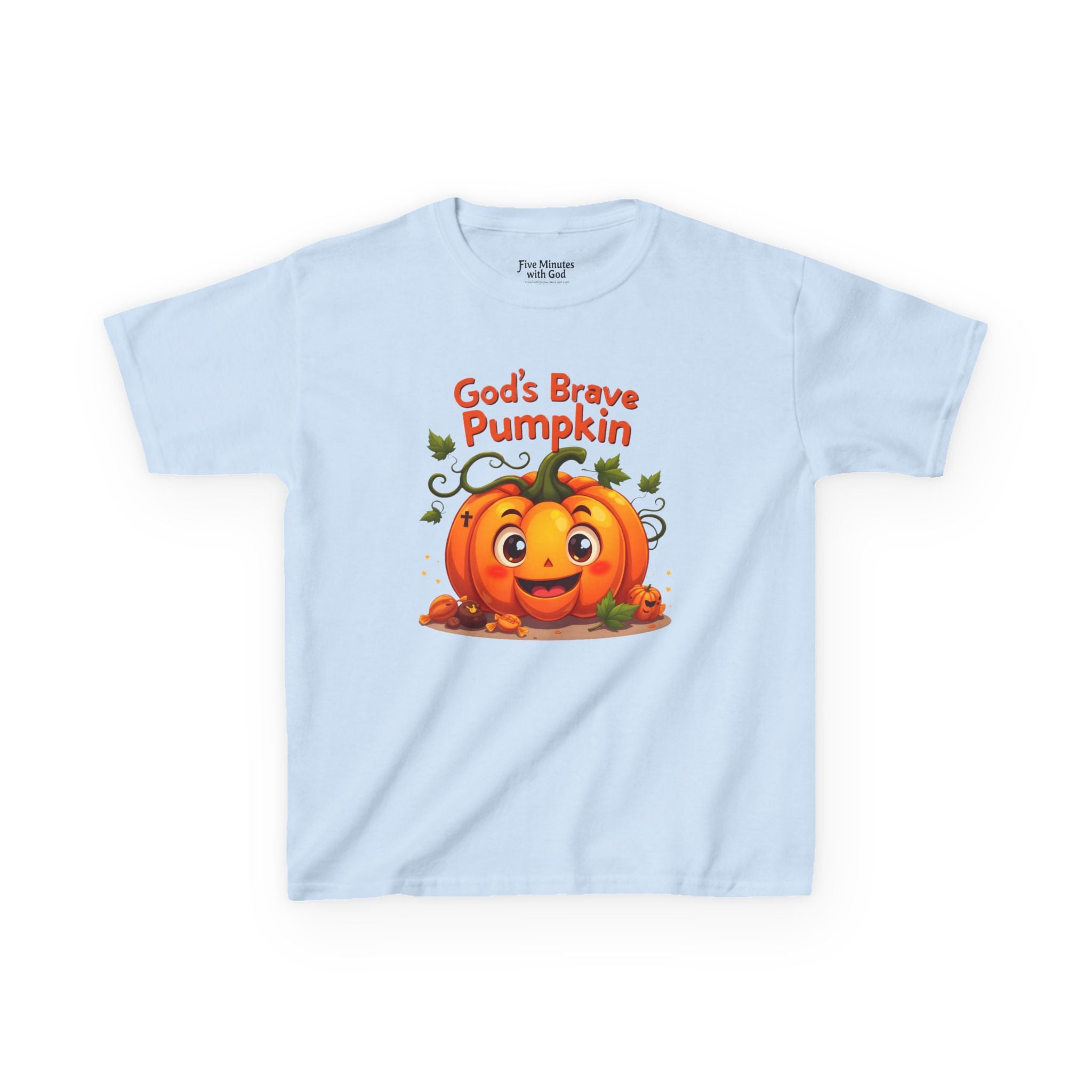 Cute Kids Halloween Tee, Pumpkin Shirt, Fall Celebration Top, Spooky Season Apparel, God’s Brave Pumpkin T-Shirt