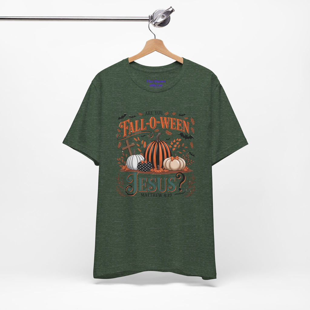Fall-O-Ween Jesus Tee, Funny Fall T-Shirt, Unisex Pumpkin Shirt, Halloween Christian Top, Autumn Graphic Tee, Religious Casual Wear