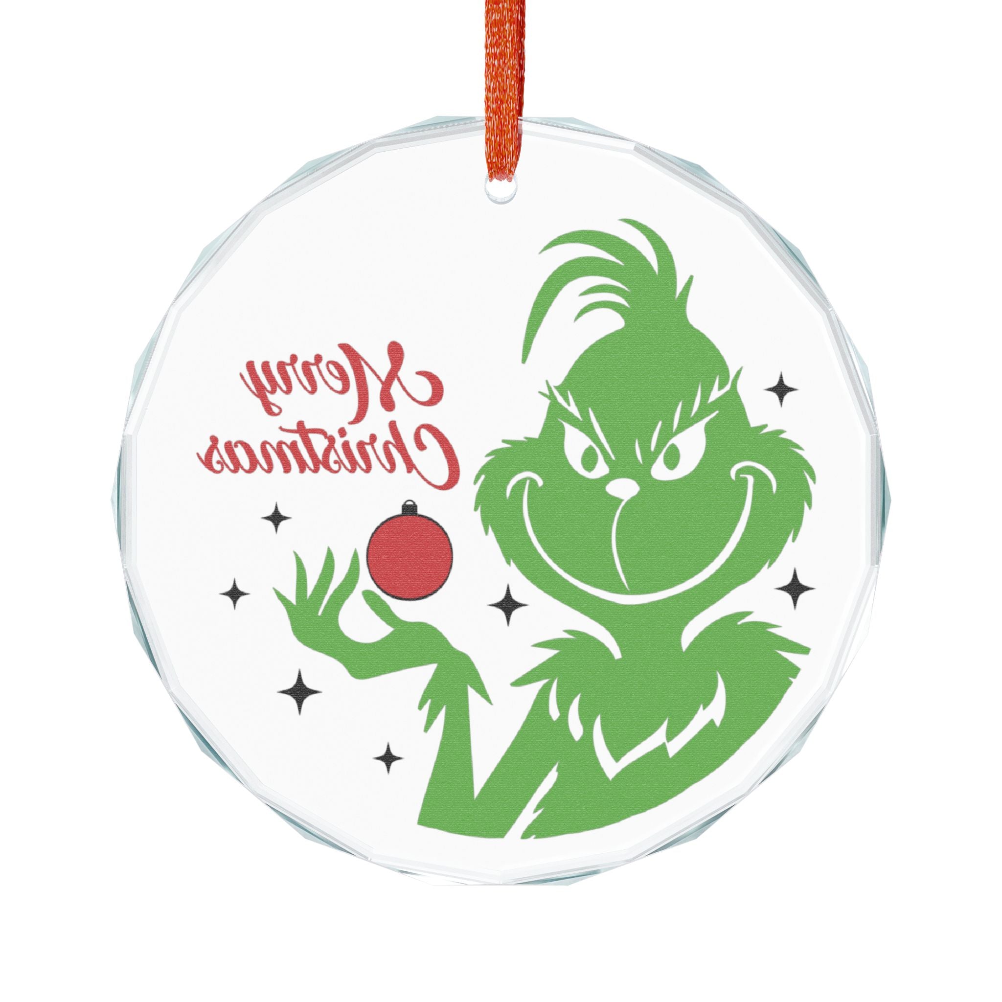 Christmas Crystal Glass Ornament, Holiday Decor, Personalized Gift, Tree Decoration, Festive Keepsake