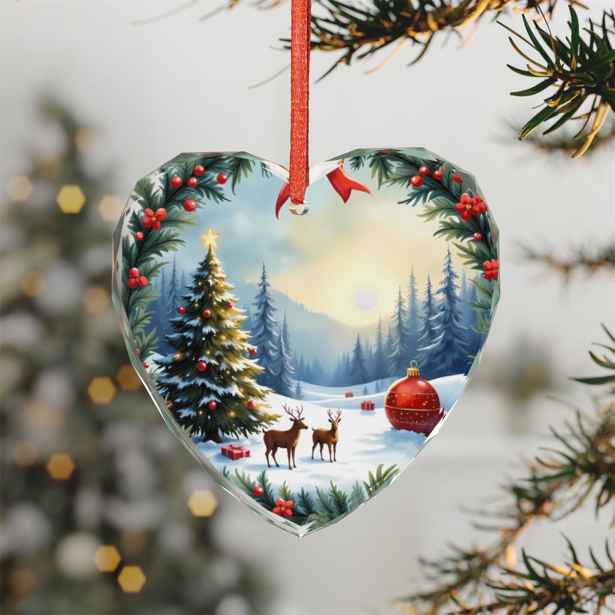 Heart-Shaped Christmas Ornament, Winter Wonderland Decor, Holiday Keepsake for Tree, Gift Idea for Christmas, Unique Seasonal Decor