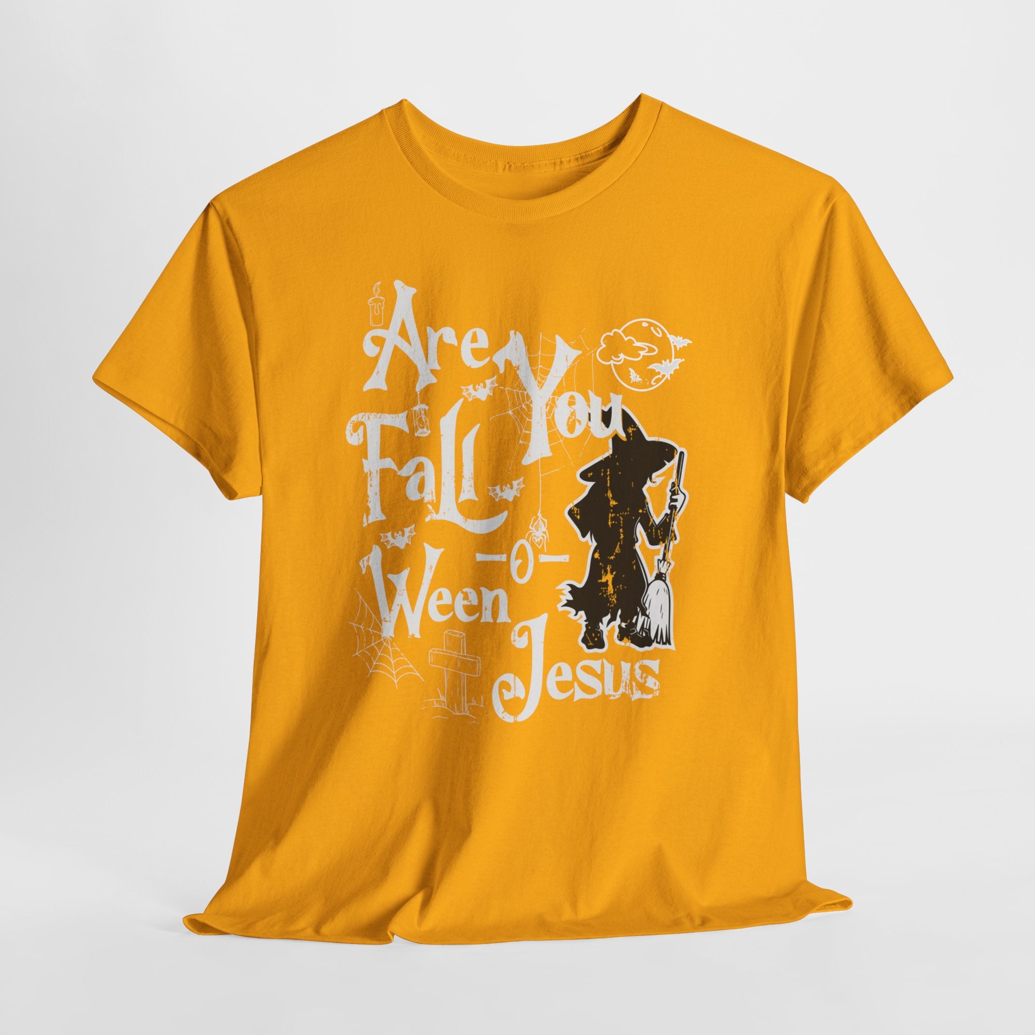 Fall-Themed Unisex Heavy Cotton Tee - Halloween, Jesus Celebration, Autumn Vibes, Casual Wear, Gift Idea