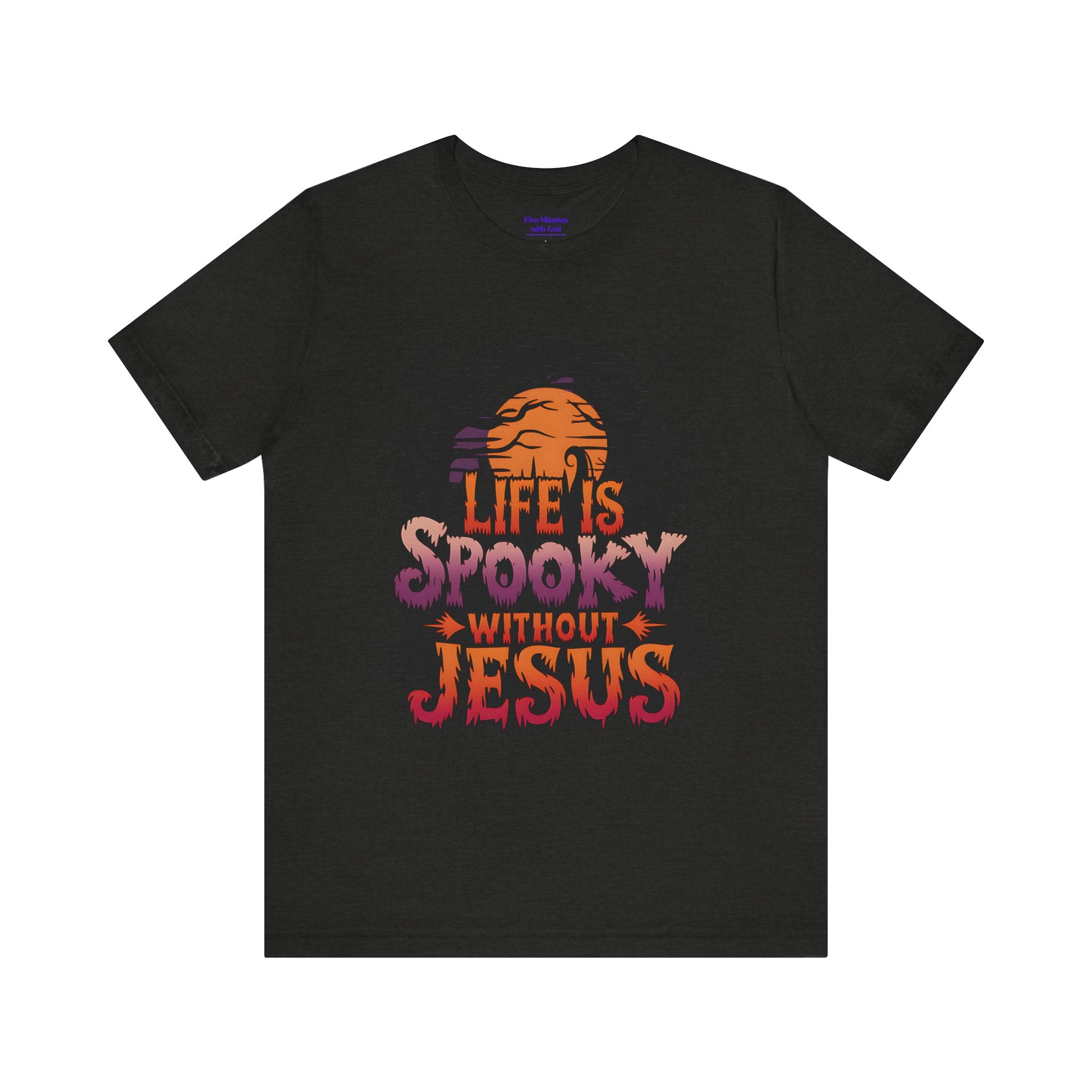 Spooky Jesus Tee - Short Sleeve Unisex Jersey Shirt, Halloween Apparel, Faith-Based Gift, Casual Wear, Everyday Comfort