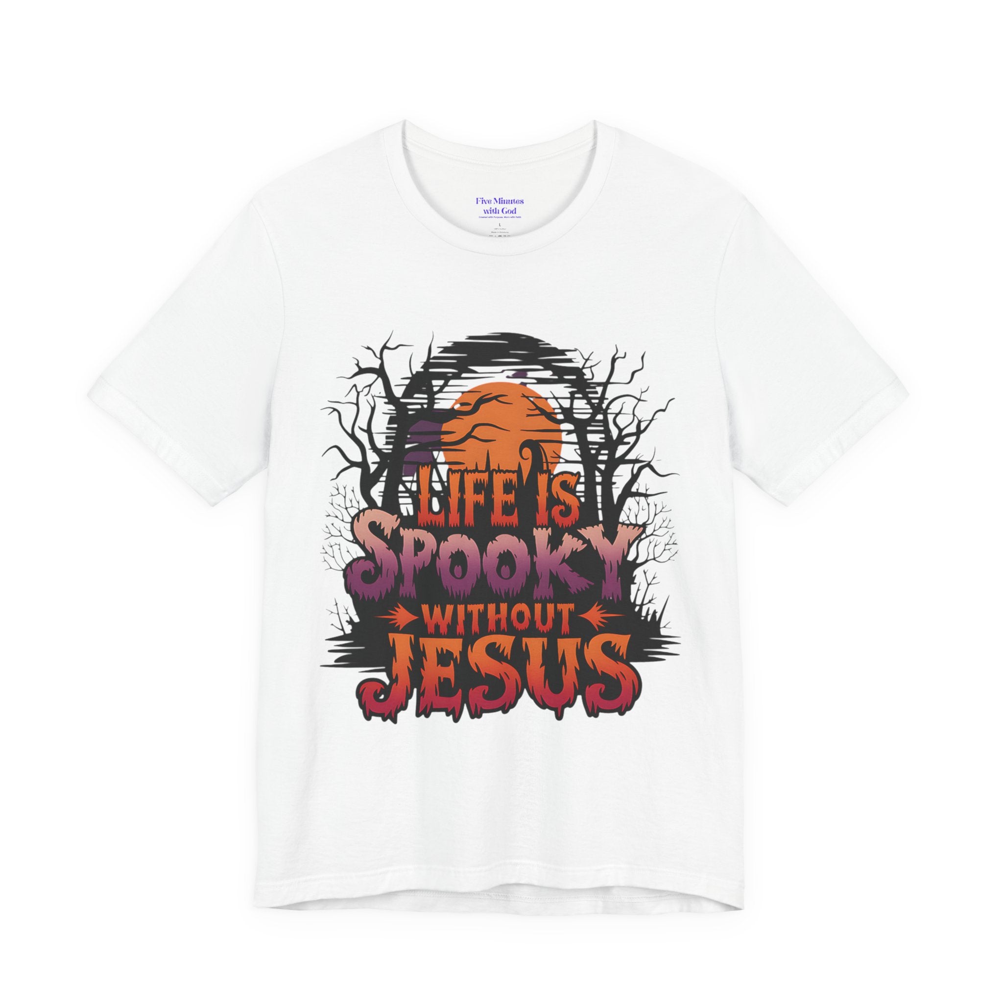 Spooky Jesus Tee - Short Sleeve Unisex Jersey Shirt, Halloween Apparel, Faith-Based Gift, Casual Wear, Everyday Comfort