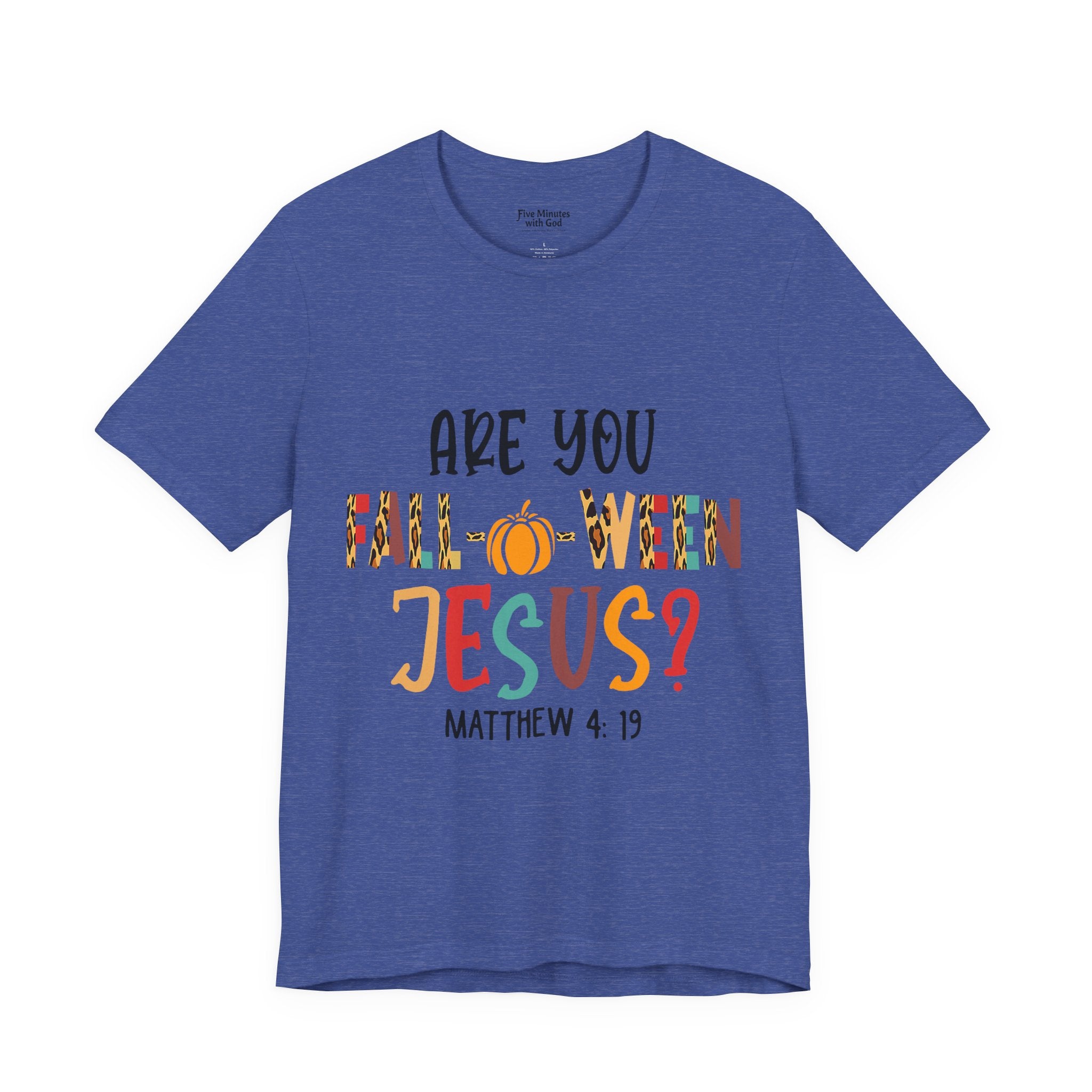 Fall-Themed Jesus Tee | Unisex Jersey Short Sleeve T-Shirt, Halloween Church Wear, Faith-Based Gift, Cozy Casual Top