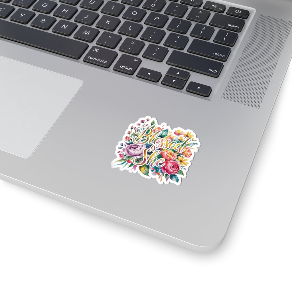 Blessed is She Floral Stickers, Inspirational Kiss-Cut Stickers for Laptops, Journals, Gifts for Her, Christian Decor