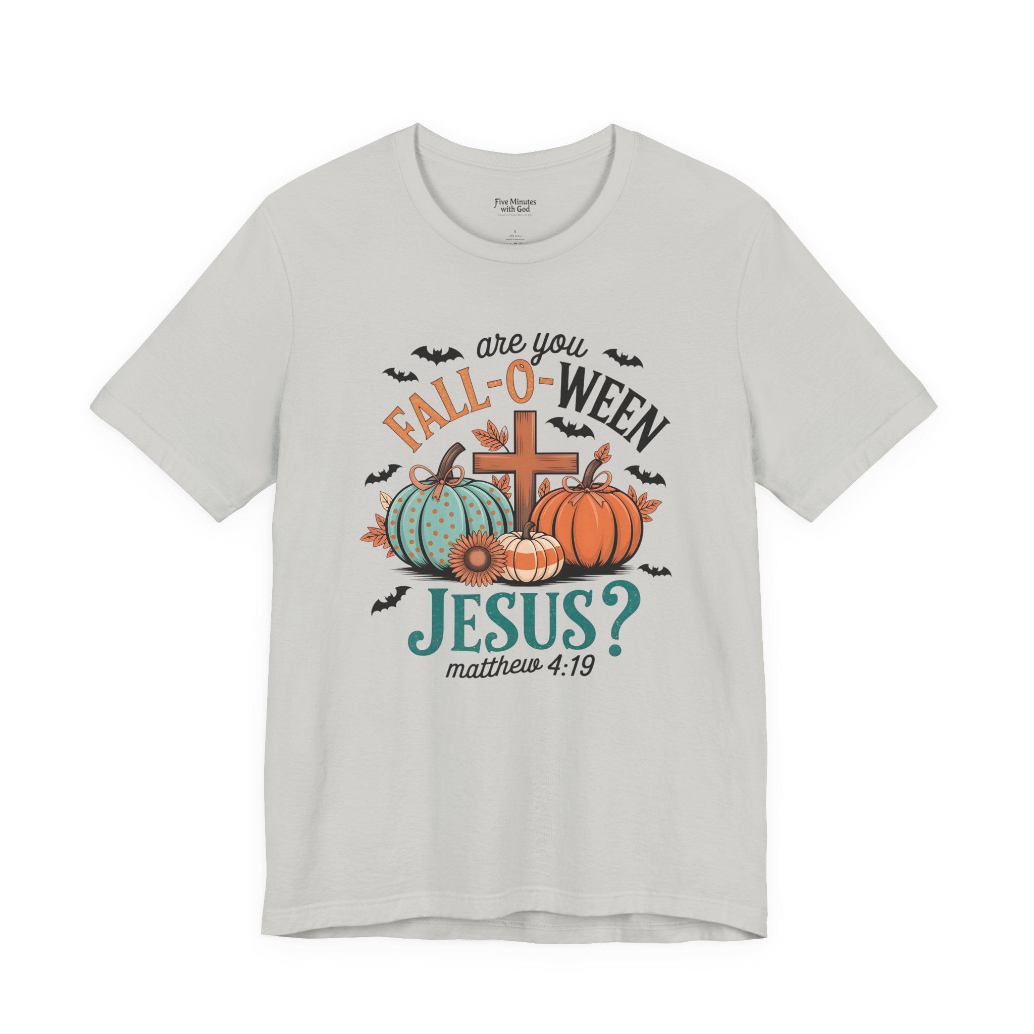 Fall-Themed Jesus T-Shirt, Unisex Short Sleeve Tee, Christian Apparel, Autumn Wear, Pumpkin Design, Halloween Celebration