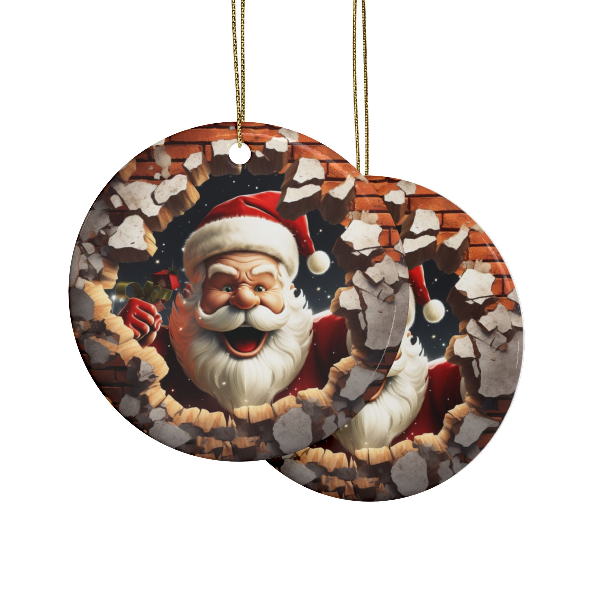 Santa Claus Ceramic Ornaments - Holiday Decorations, Christmas Tree Ornaments, Gifts, Festive Decor, Collectible Ornaments