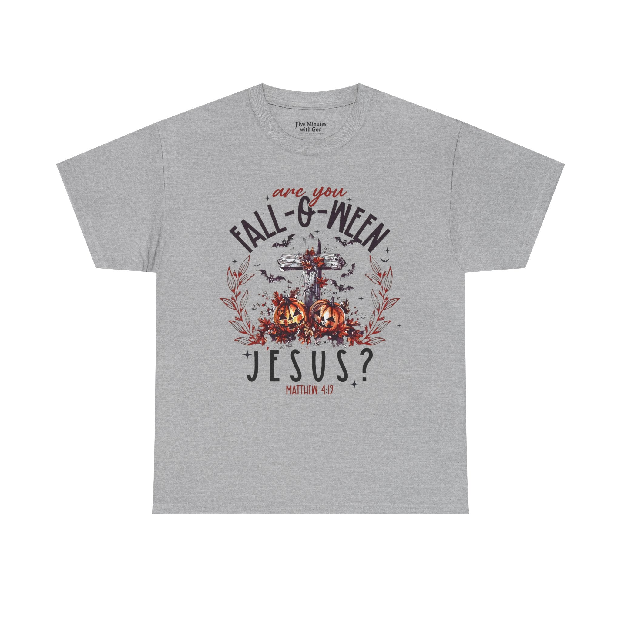 Fall-O-Ween Jesus Unisex Heavy Cotton Tee, Halloween Shirt, Christian T-Shirt, Autumn Apparel, Gift for Him/Her