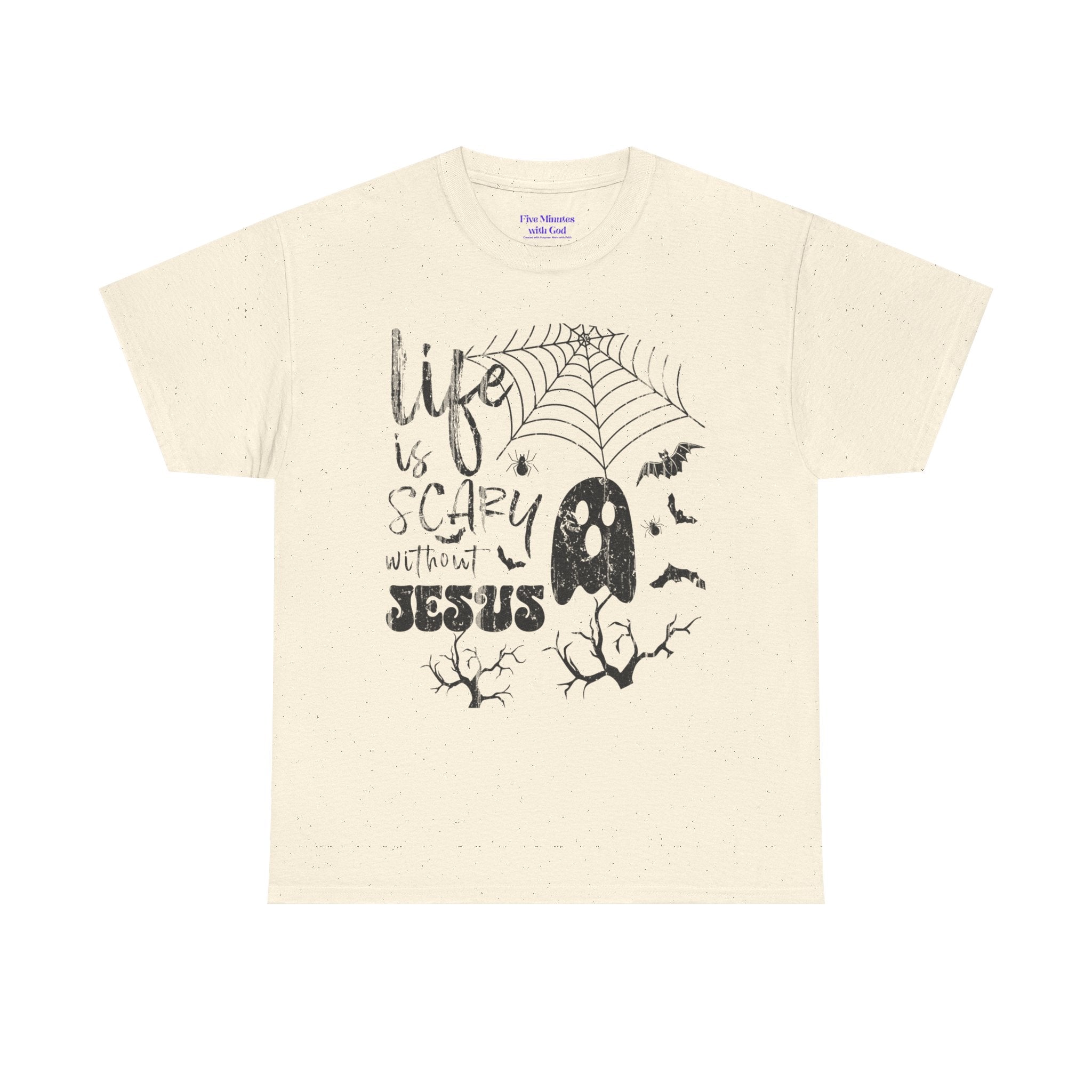 Halloween Ghost Tee: Life is Scary Without Jesus, Unisex Heavy Cotton T-Shirt, Halloween Shirt, Faith-Based Apparel, Cute Ghost Tee, [...]