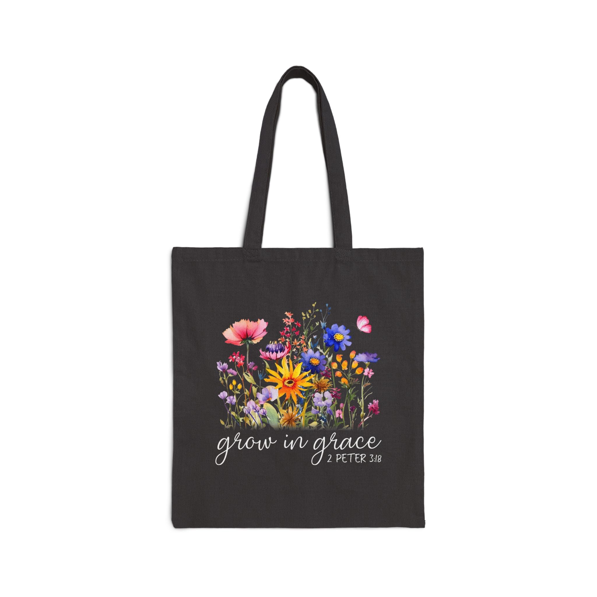 Floral Cotton Canvas Tote Bag, Eco-Friendly Shopping Bag, Reusable Tote for Beach, Grocery, Gifts, Spring Floral Design
