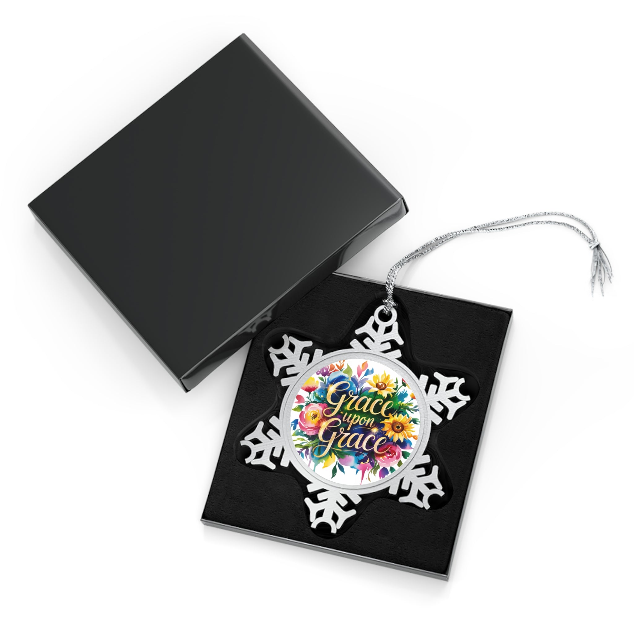 Pewter Snowflake Ornament, Winter Decor, Holiday Gift, Personalized Keepsake, Christmas Decoration, Grace Upon Grace Ornament