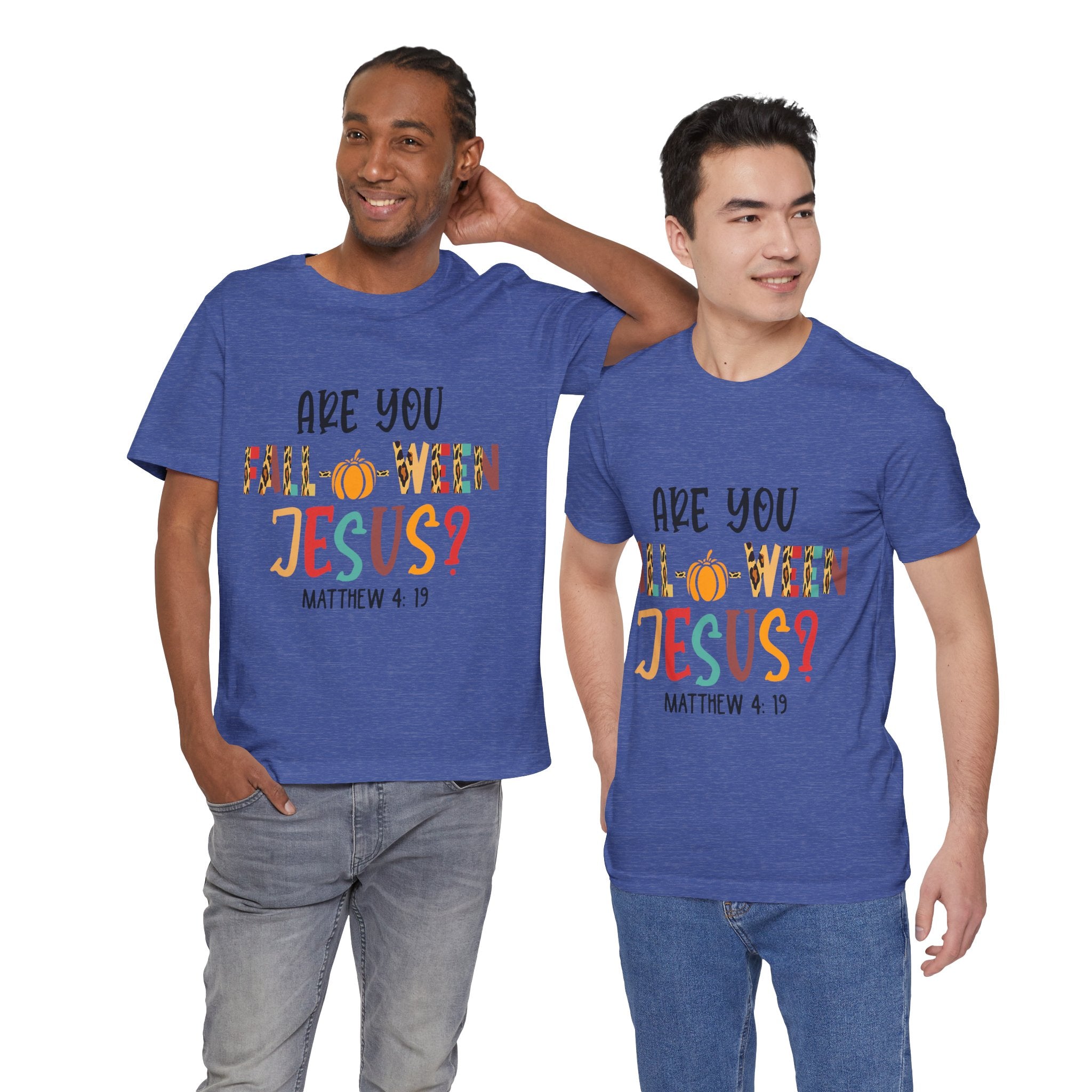 Fall-Themed Jesus Tee | Unisex Jersey Short Sleeve T-Shirt, Halloween Church Wear, Faith-Based Gift, Cozy Casual Top