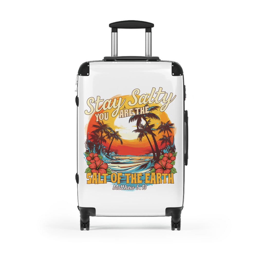 Tropical Suitcase - Stay Salty Travel Luggage, Vacation Gear, Beach Trip, Adventurer Gift, Christian Inspiration