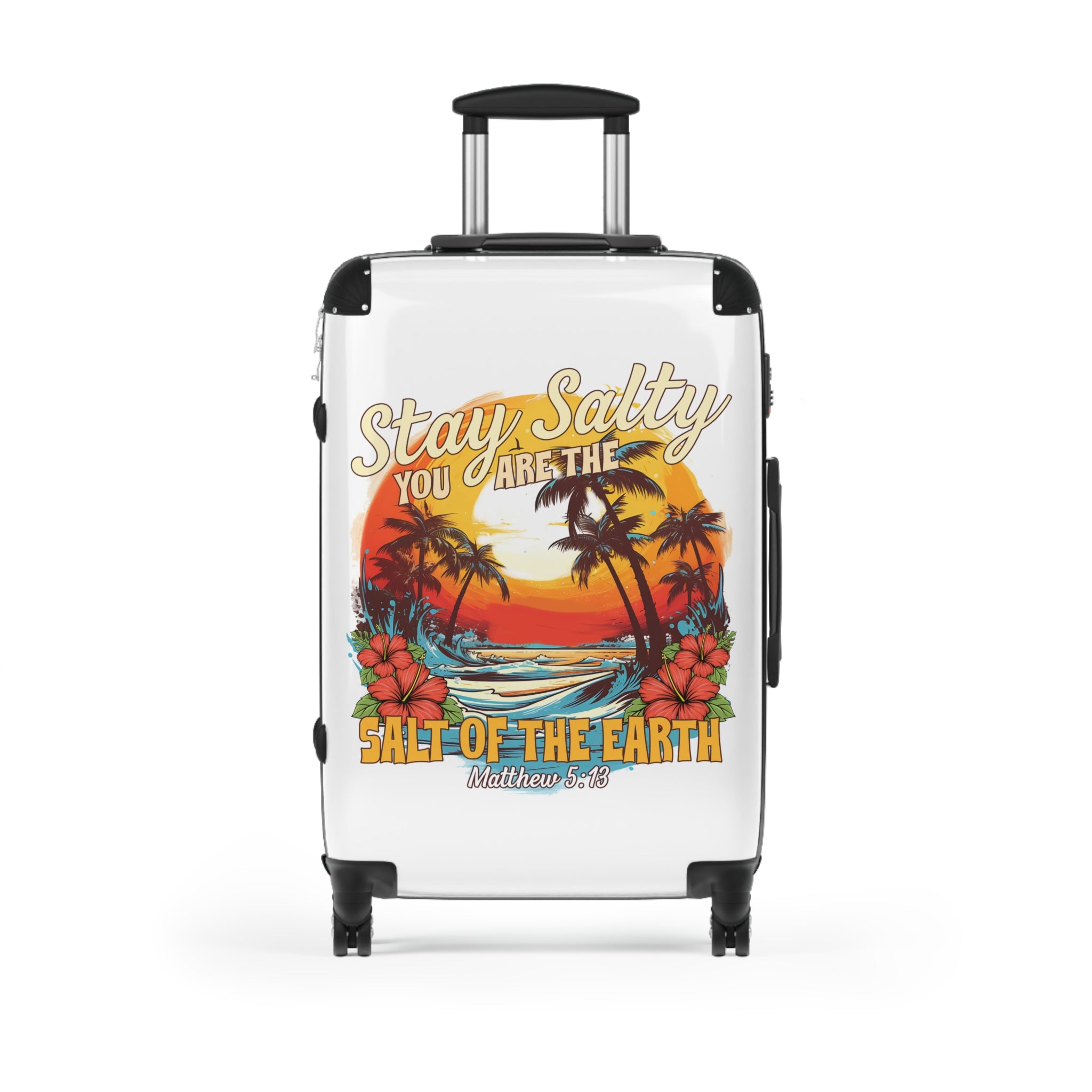 Tropical Suitcase - Stay Salty Travel Luggage, Vacation Gear, Beach Trip, Adventurer Gift, Christian Inspiration