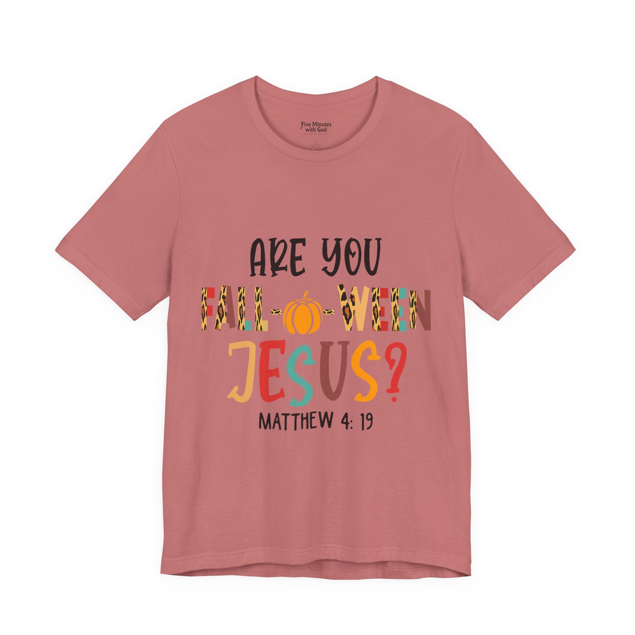 Fall-Themed Jesus Tee | Unisex Jersey Short Sleeve T-Shirt, Halloween Church Wear, Faith-Based Gift, Cozy Casual Top
