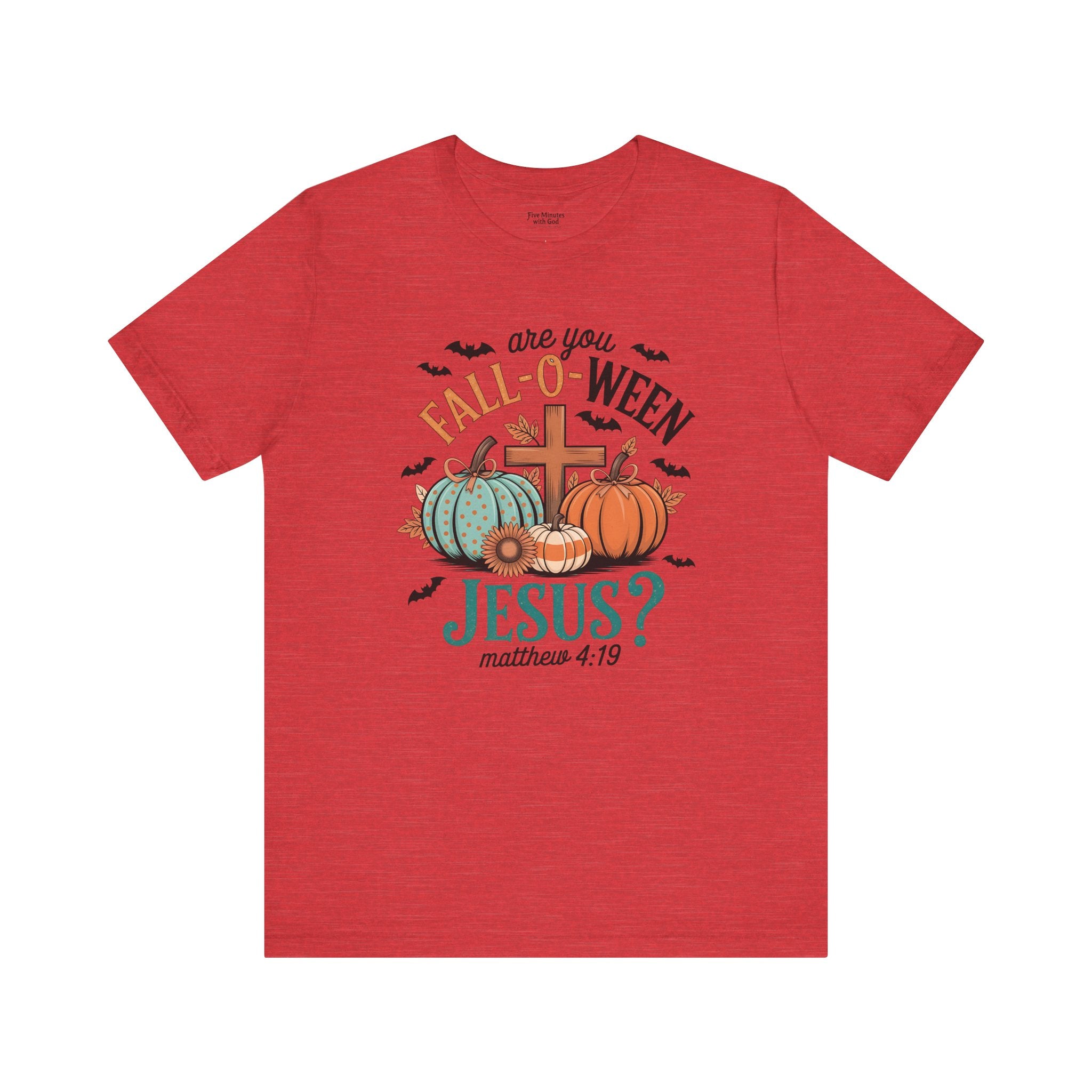 Fall-Themed Jesus T-Shirt, Unisex Short Sleeve Tee, Christian Apparel, Autumn Wear, Pumpkin Design, Halloween Celebration