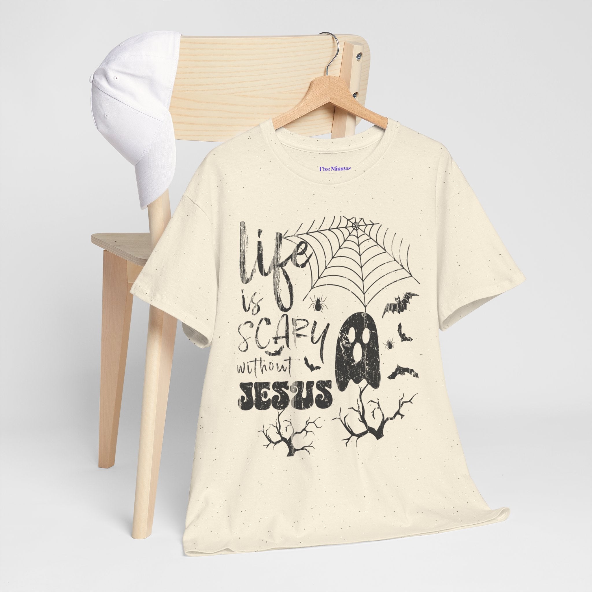 Halloween Ghost Tee: Life is Scary Without Jesus, Unisex Heavy Cotton T-Shirt, Halloween Shirt, Faith-Based Apparel, Cute Ghost Tee, [...]