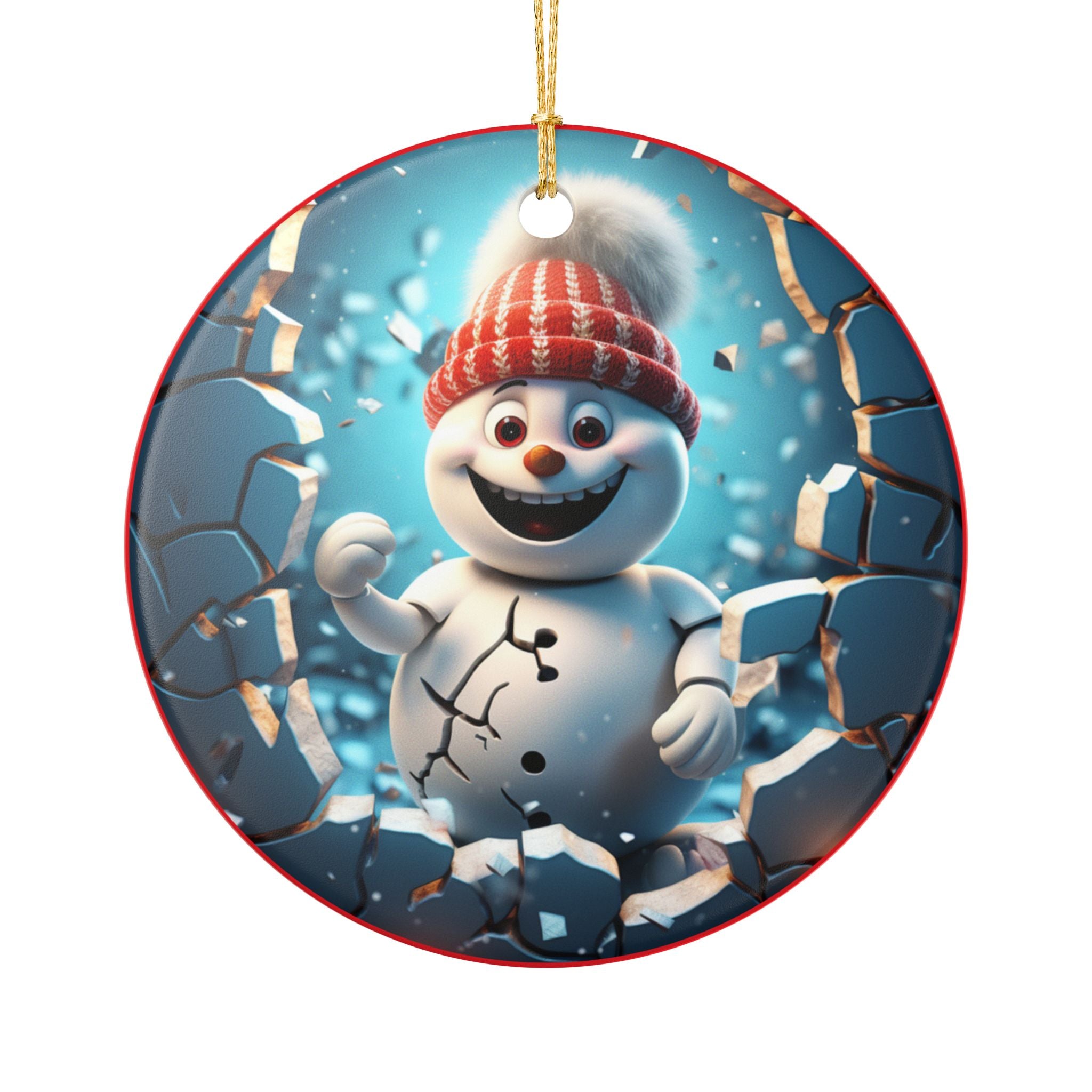 Snowman Ceramic Ornament - Festive Holiday Decoration, Christmas Tree Decor, Winter Wonderland Gift, Unique Seasonal Gift