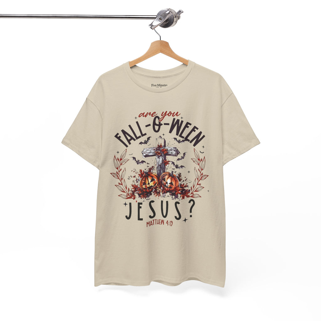 Fall-O-Ween Jesus Unisex Heavy Cotton Tee, Halloween Shirt, Christian T-Shirt, Autumn Apparel, Gift for Him/Her