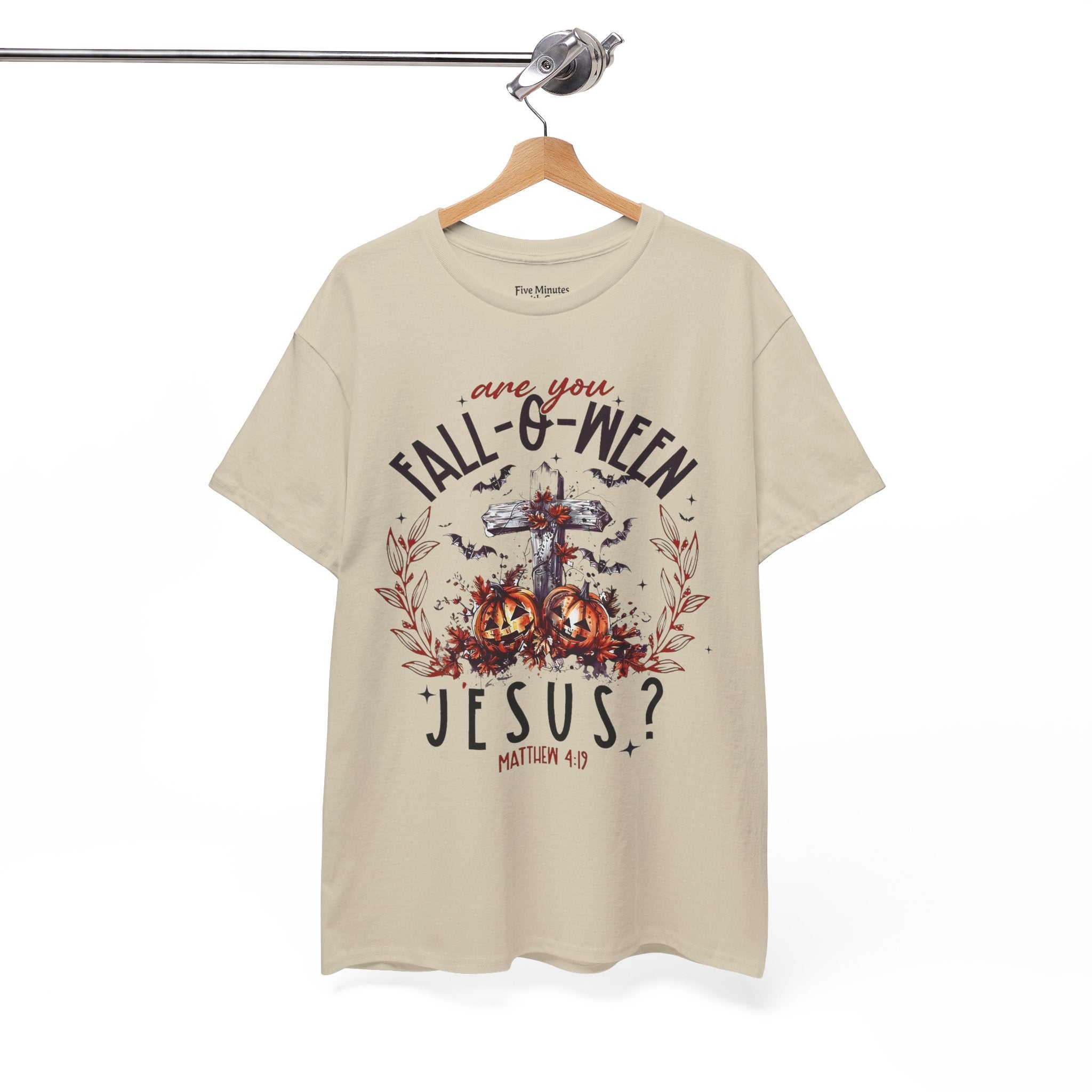 Fall-O-Ween Jesus Unisex Heavy Cotton Tee, Halloween Shirt, Christian T-Shirt, Autumn Apparel, Gift for Him/Her