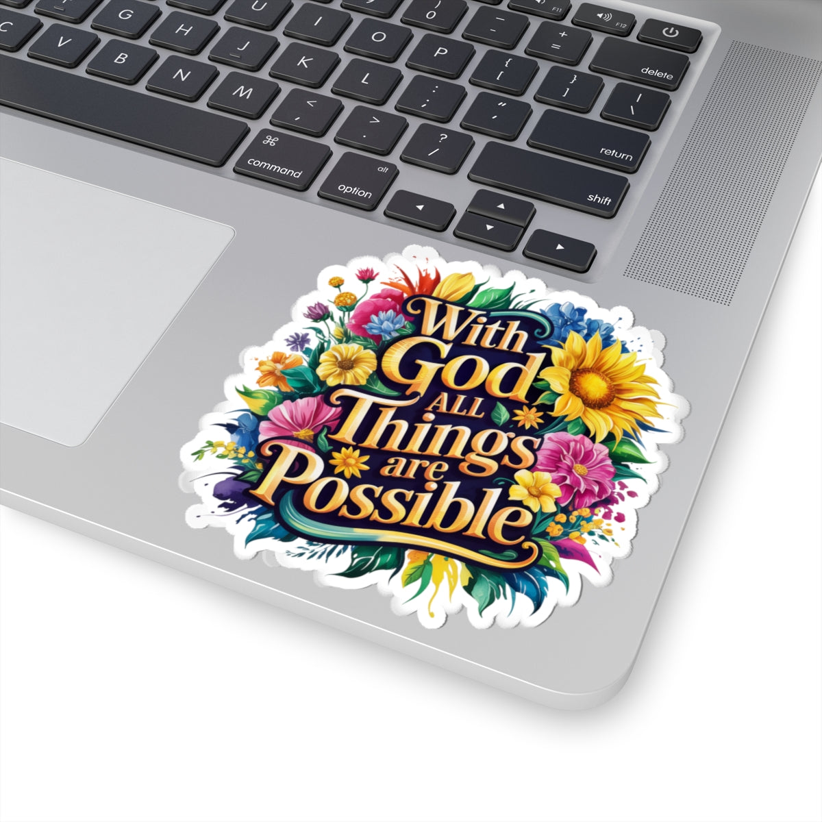 Inspirational Floral Kiss-Cut Stickers, Motivational Decals, Bible Verse Stickers, Christian Gifts, Laptop Stickers, Cheerful Home Decor