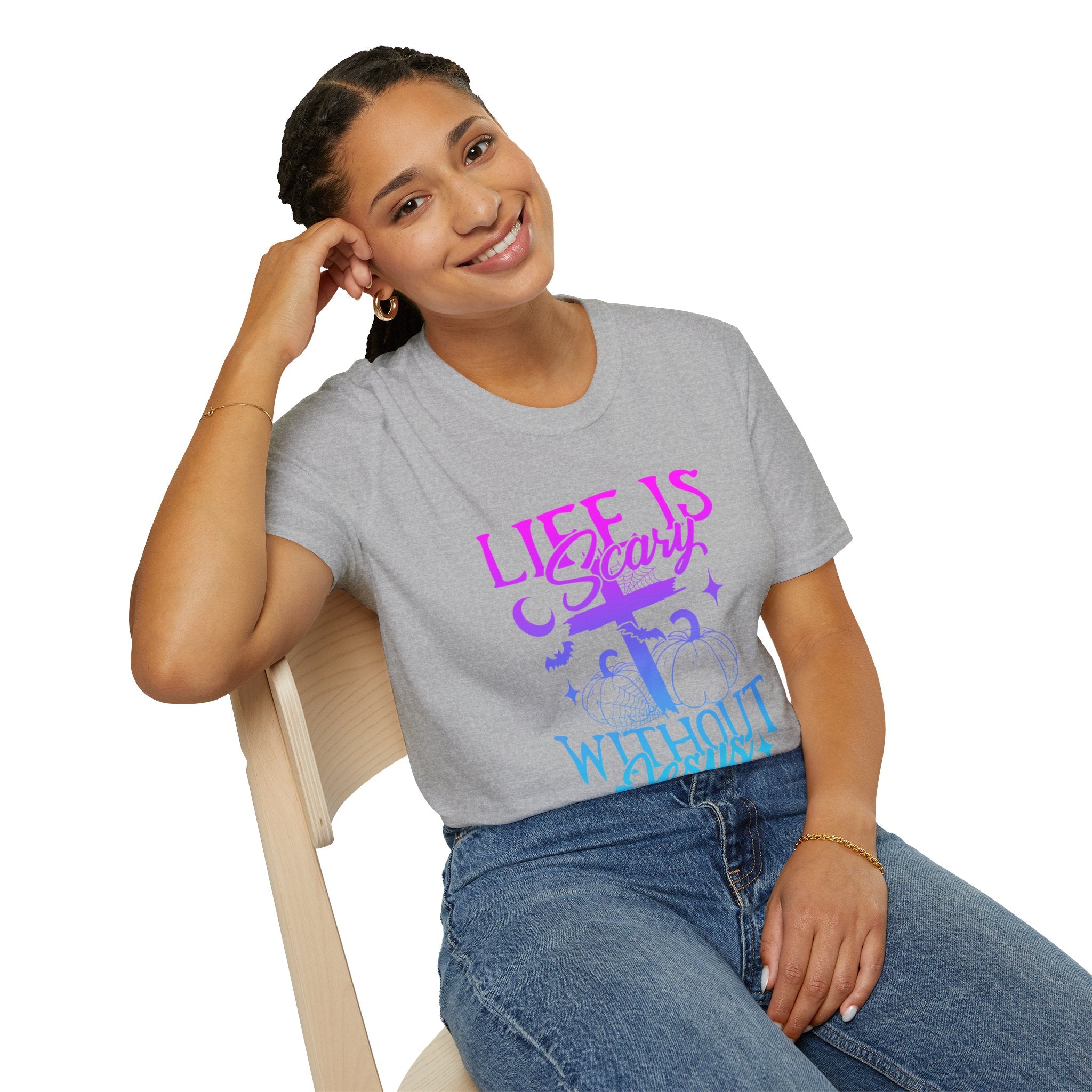 Life is Scary Without Jesus Unisex Softstyle T-Shirt - Faith-Based Graphic Tee, Halloween Outfit, Religious Apparel, Christian Gift, [...]