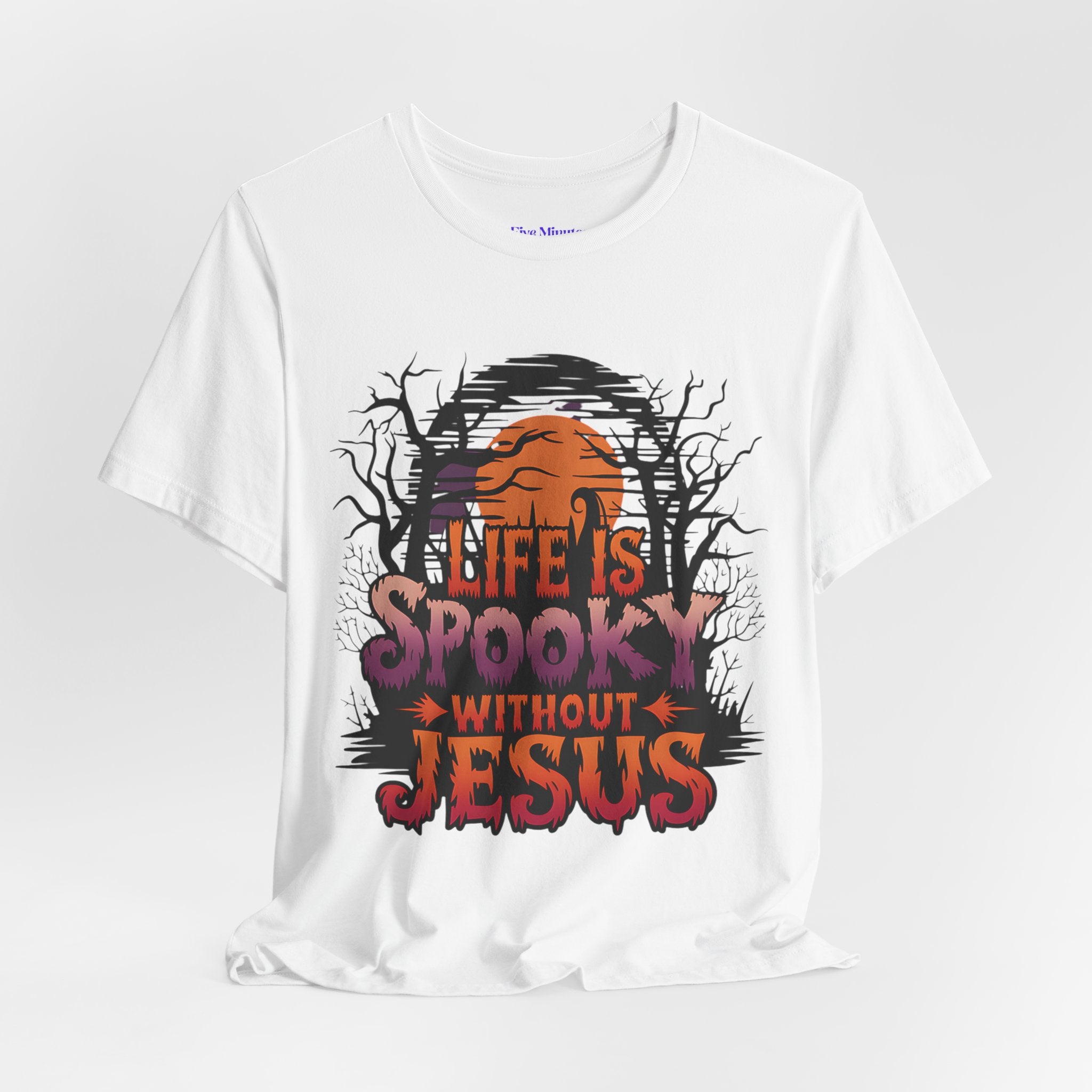 Spooky Jesus Tee - Short Sleeve Unisex Jersey Shirt, Halloween Apparel, Faith-Based Gift, Casual Wear, Everyday Comfort